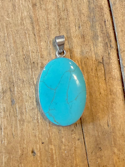 Turquoise Oval 925 Sterling Silver Pendant