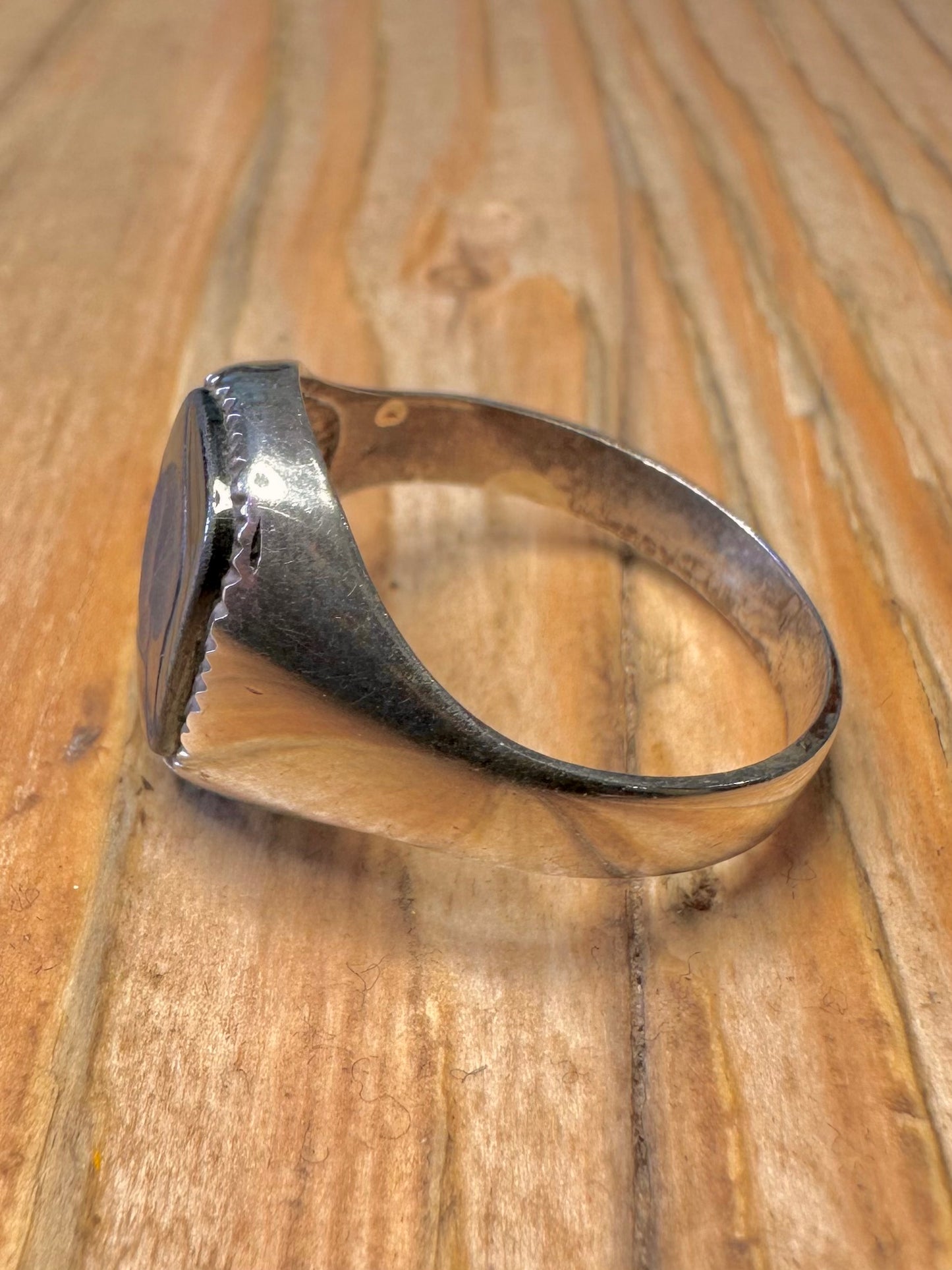Vintage Intaglio Onyx Signet 925 Sterling Silver Size U Ring