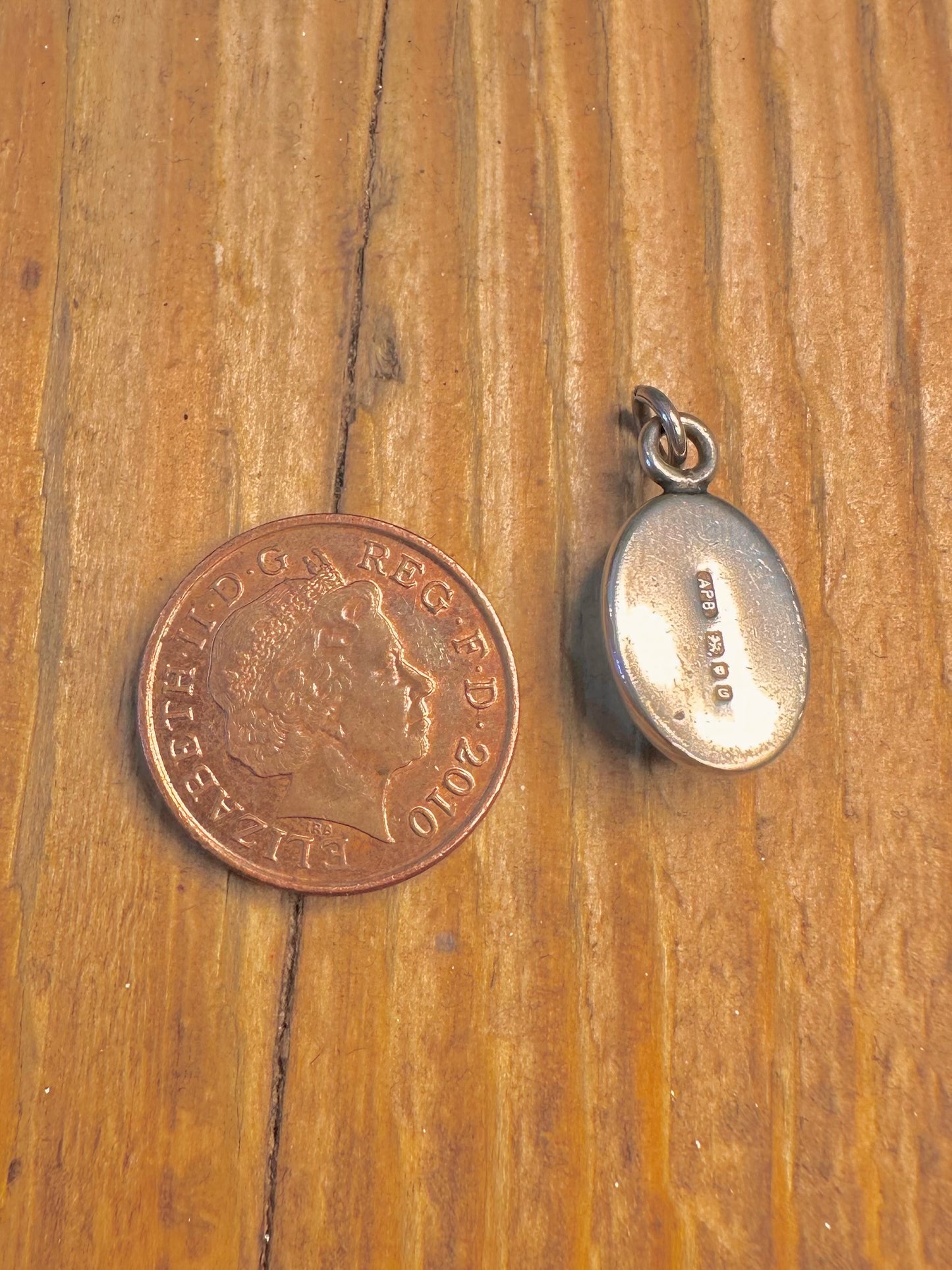 Blue Lace Agate 1988 Oval 925 Sterling Silver Pendant