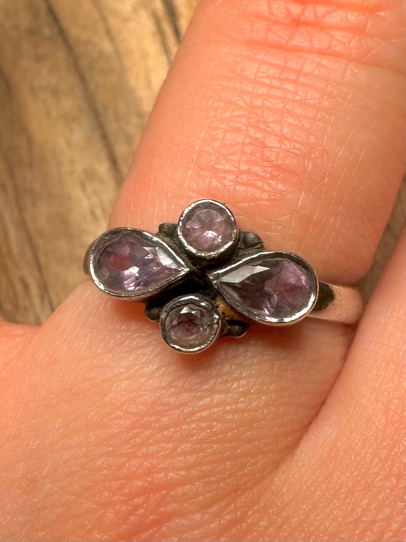 Vintage Amethyst 925 Sterling Silver Size Q Ring