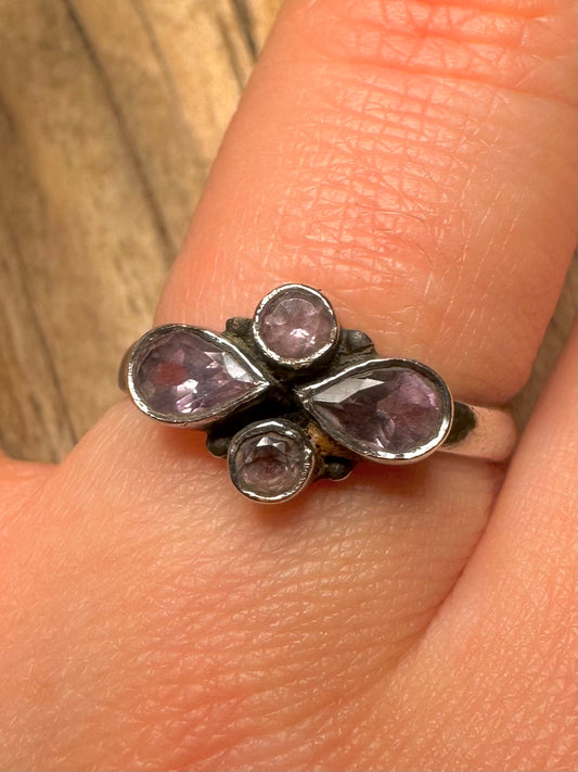 Vintage Amethyst 925 Sterling Silver Size Q Ring