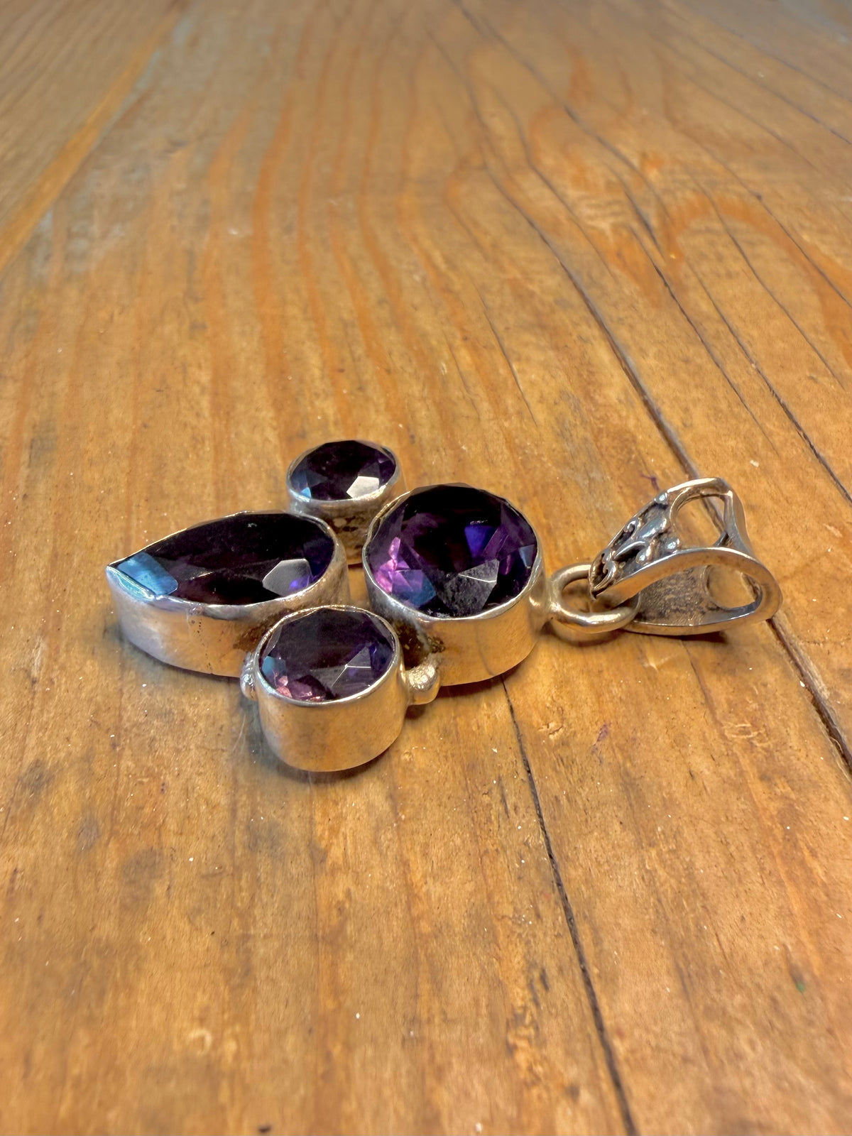 Purple Faceted Amethyst 925 Sterling Silver Pendant