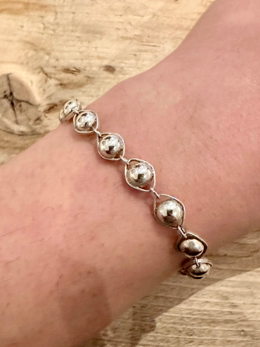 Abstract Ball Shaped 925 Silver 6.8 inch Bracelet