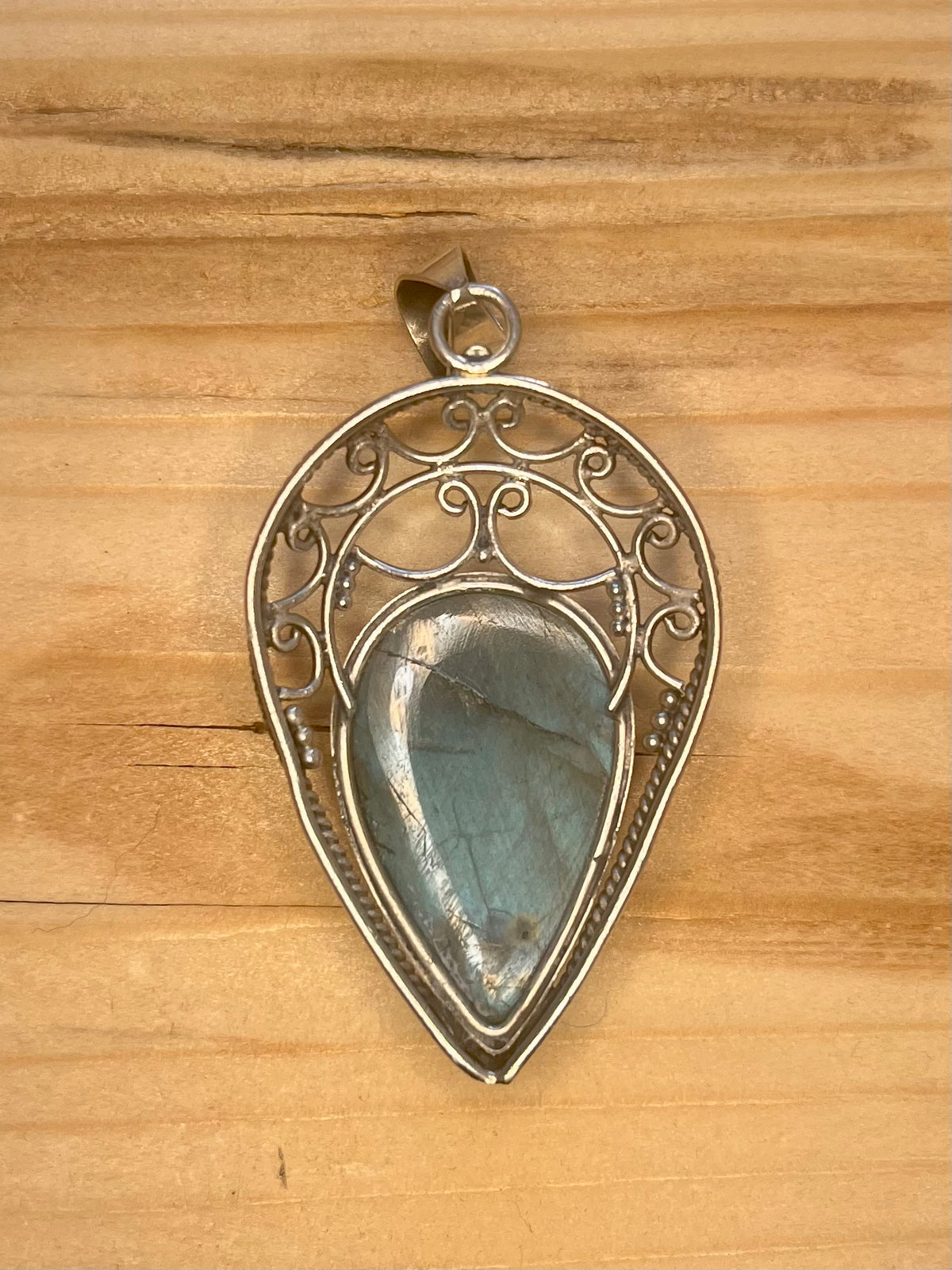 Large Tear Drop Labradorite 925 Sterling Silver Pendant