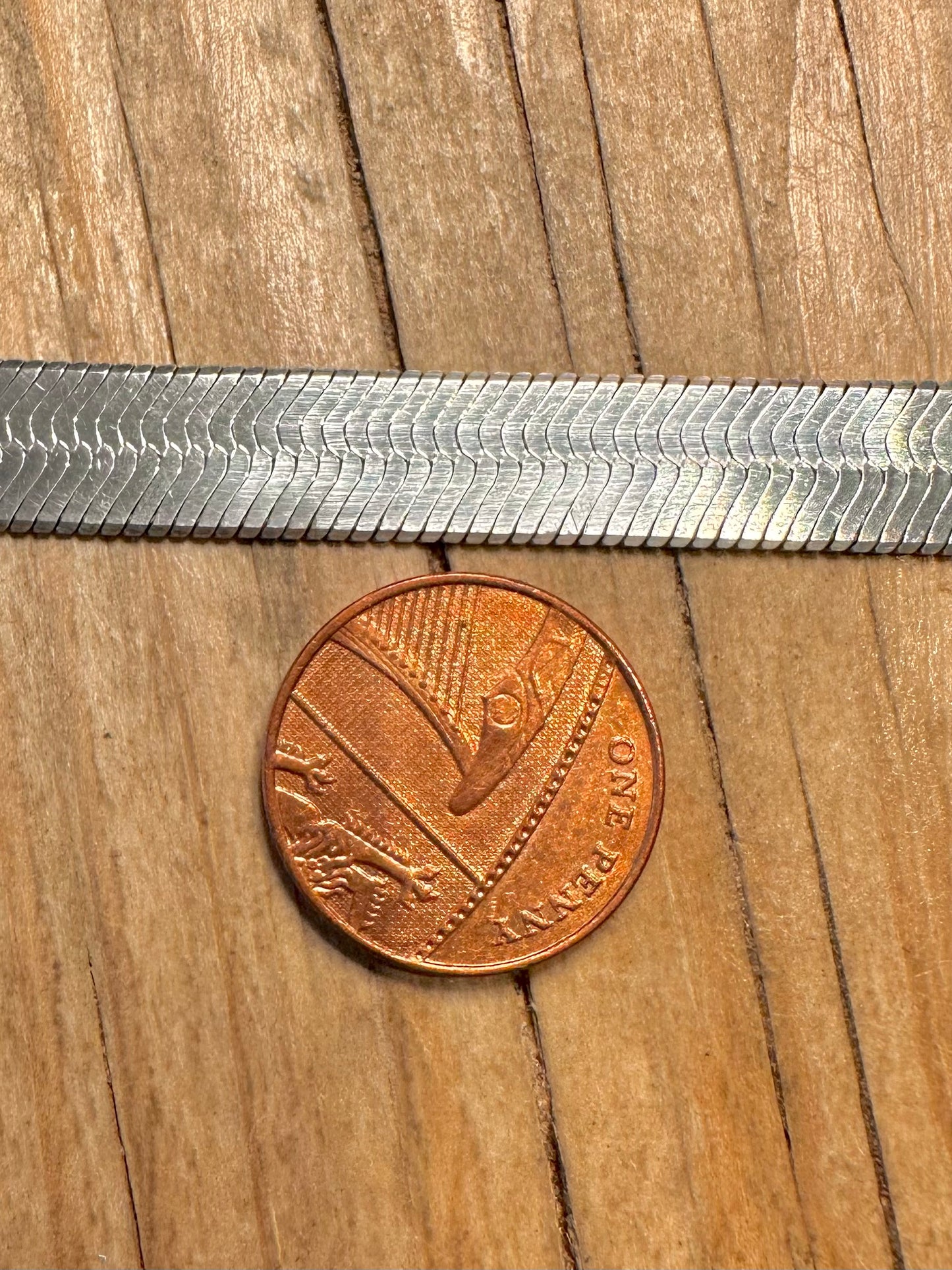 Modernist Herringbone Italy 925 Sterling Silver 8 inch Bracelet