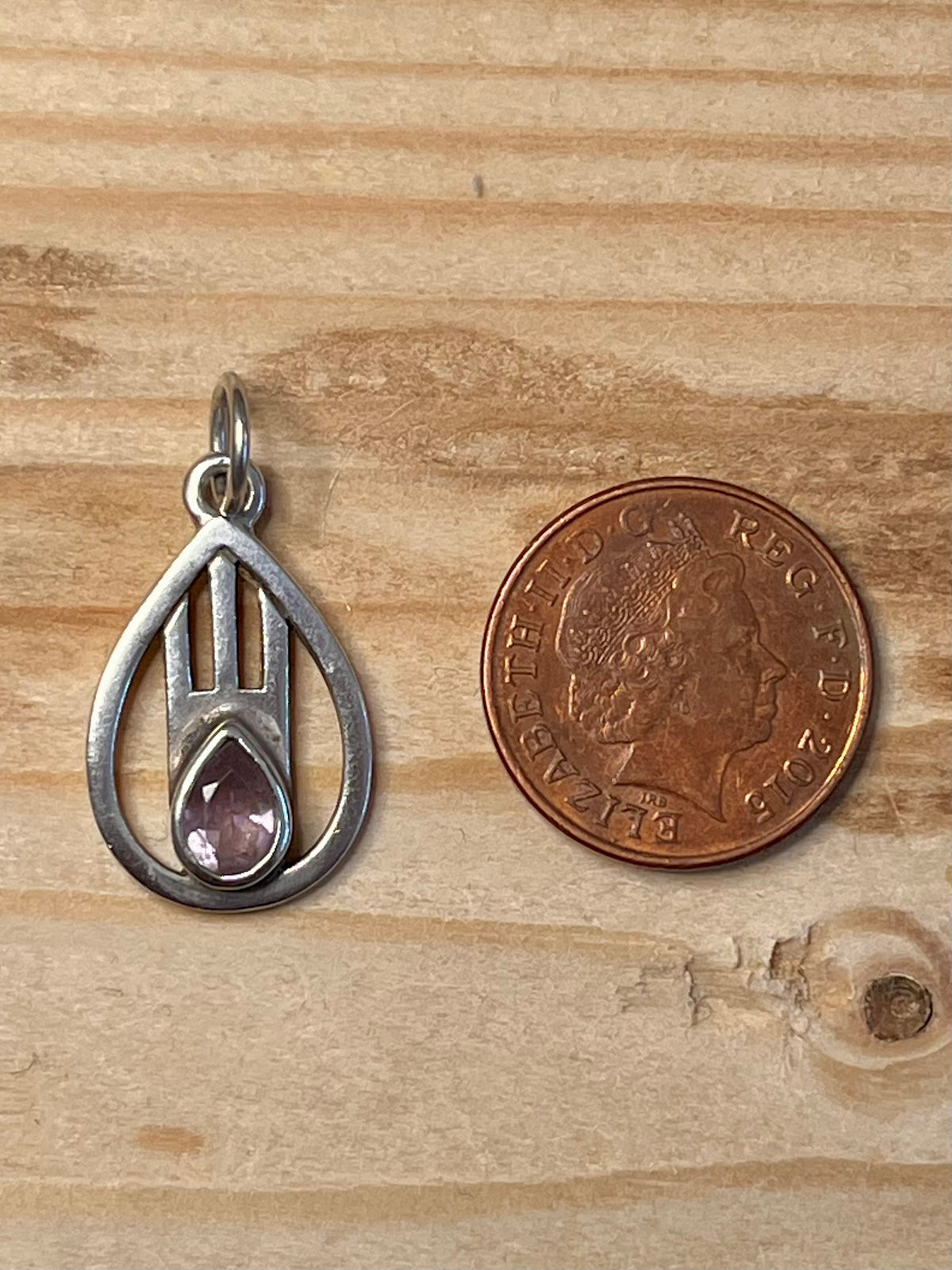 Amethyst Decorative Tear Shaped 925 Sterling Silver Pendant