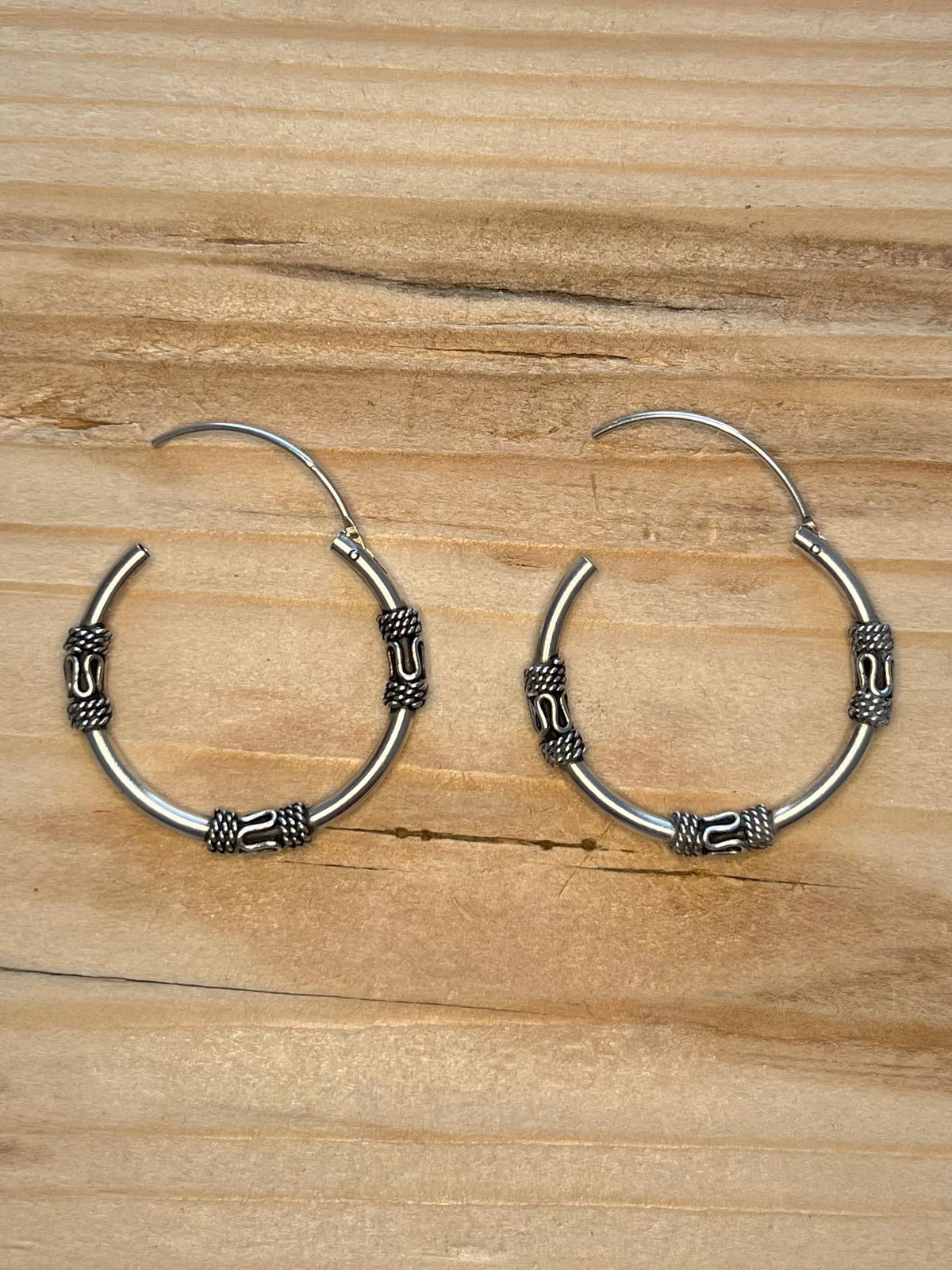 Bali Style 925 Sterling Silver Hoop Earrings