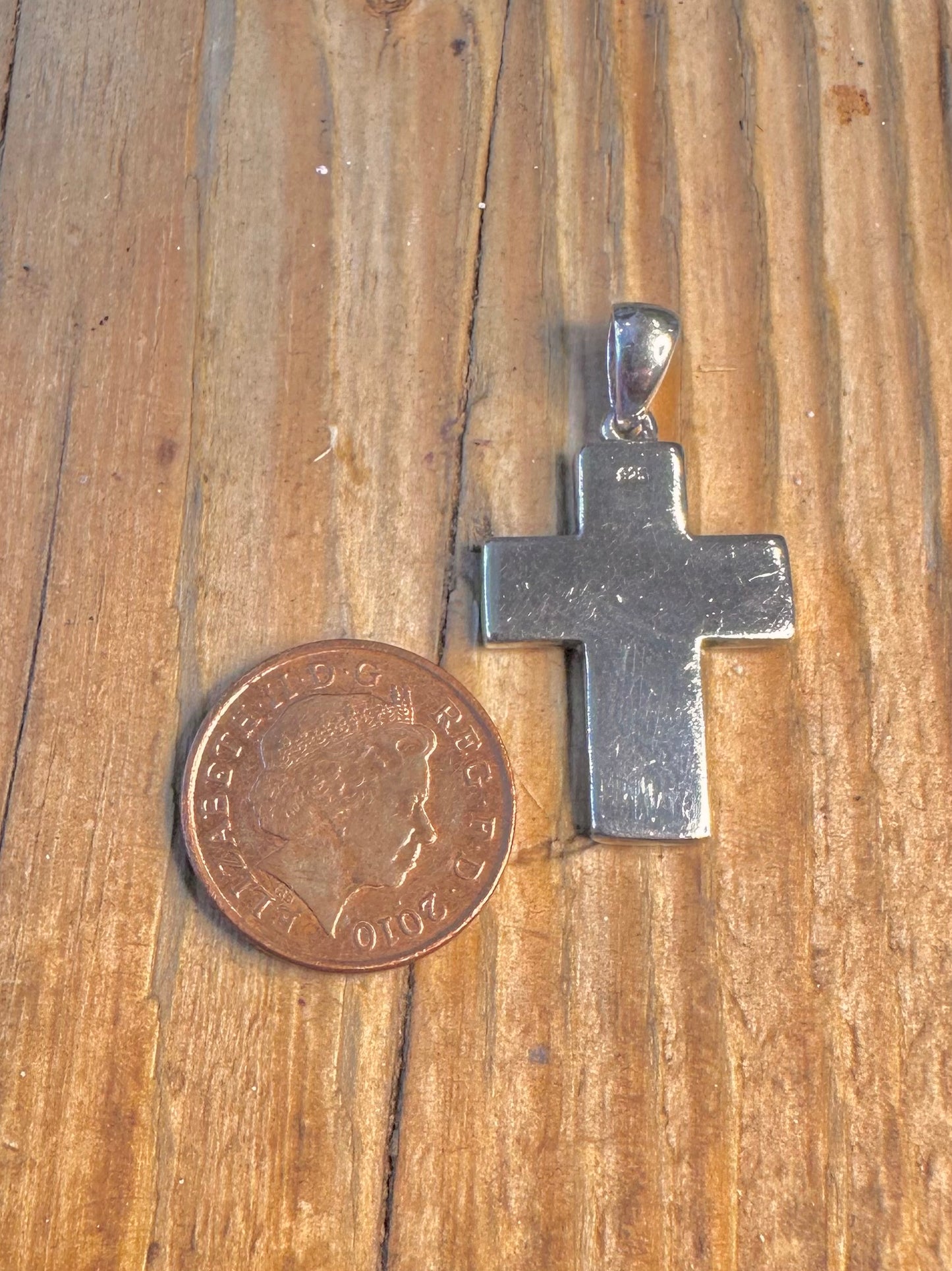 Simulated Blue Opal Cross 925 Sterling Silver Pendant