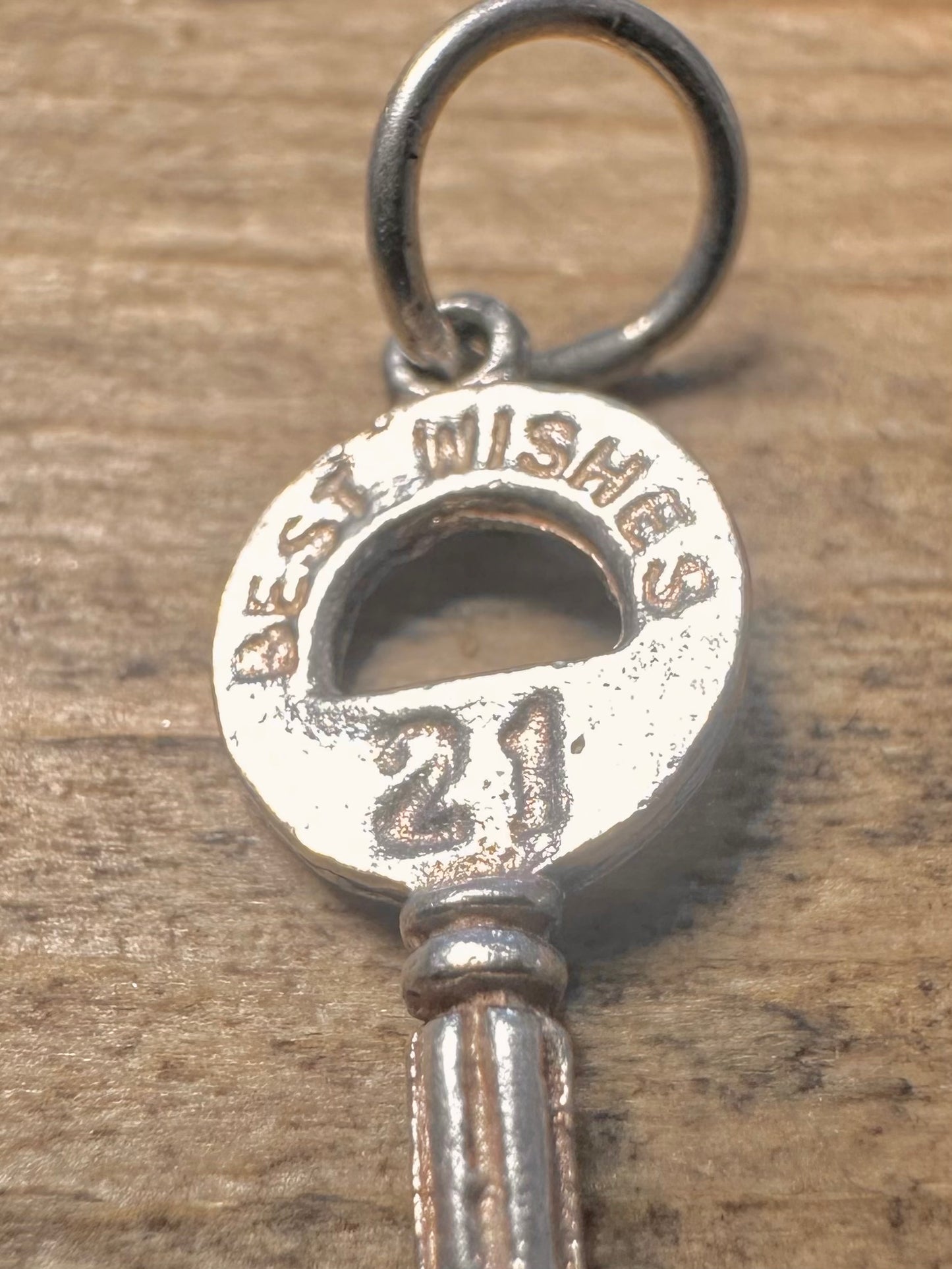 Vintage Key 21 Best Wishes 925 Silver Pendant