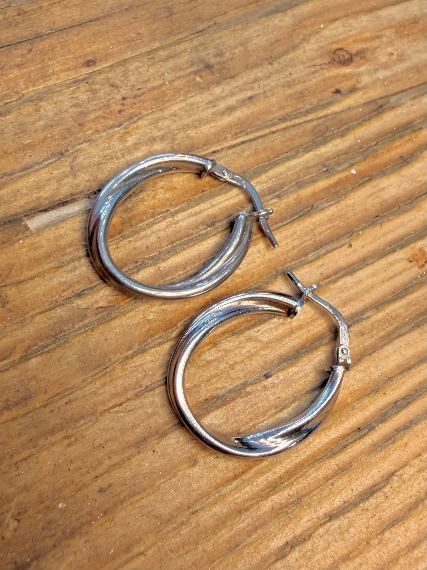 Twisted Hoops 925 Sterling Silver Earrings