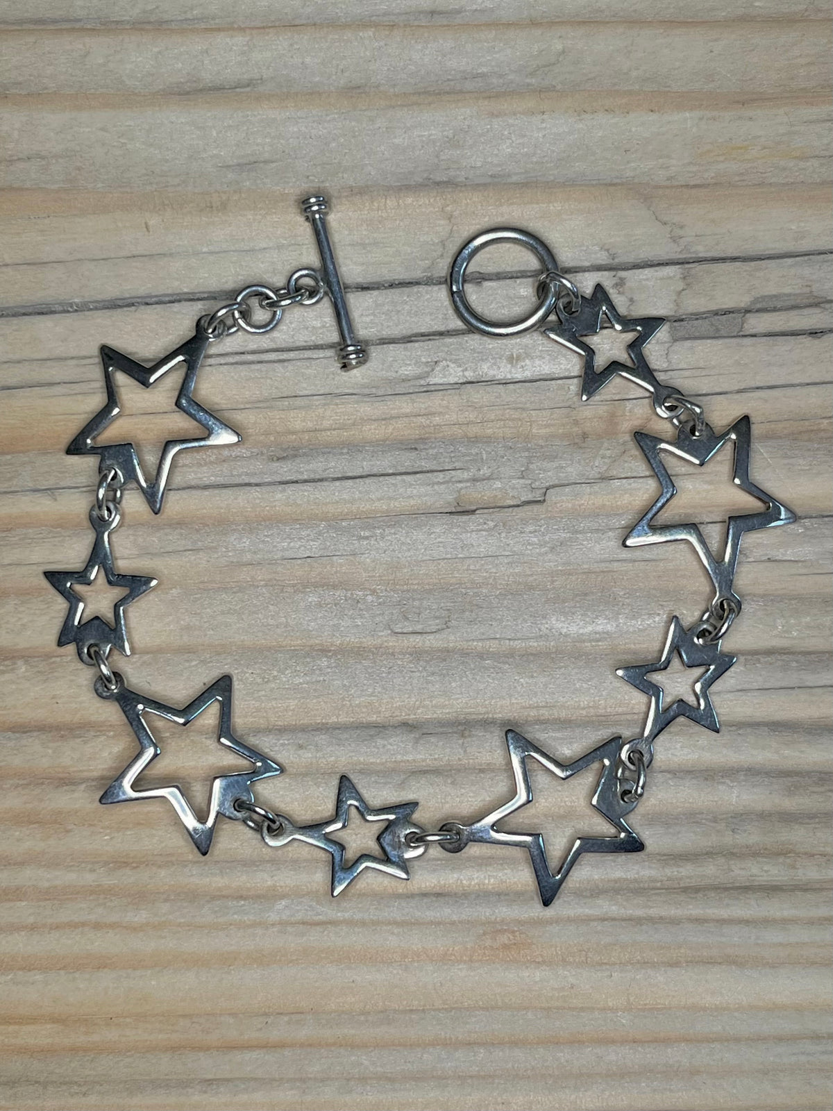 Star T-Bar Toggle 925 Sterling Silver 7 inch Bracelet