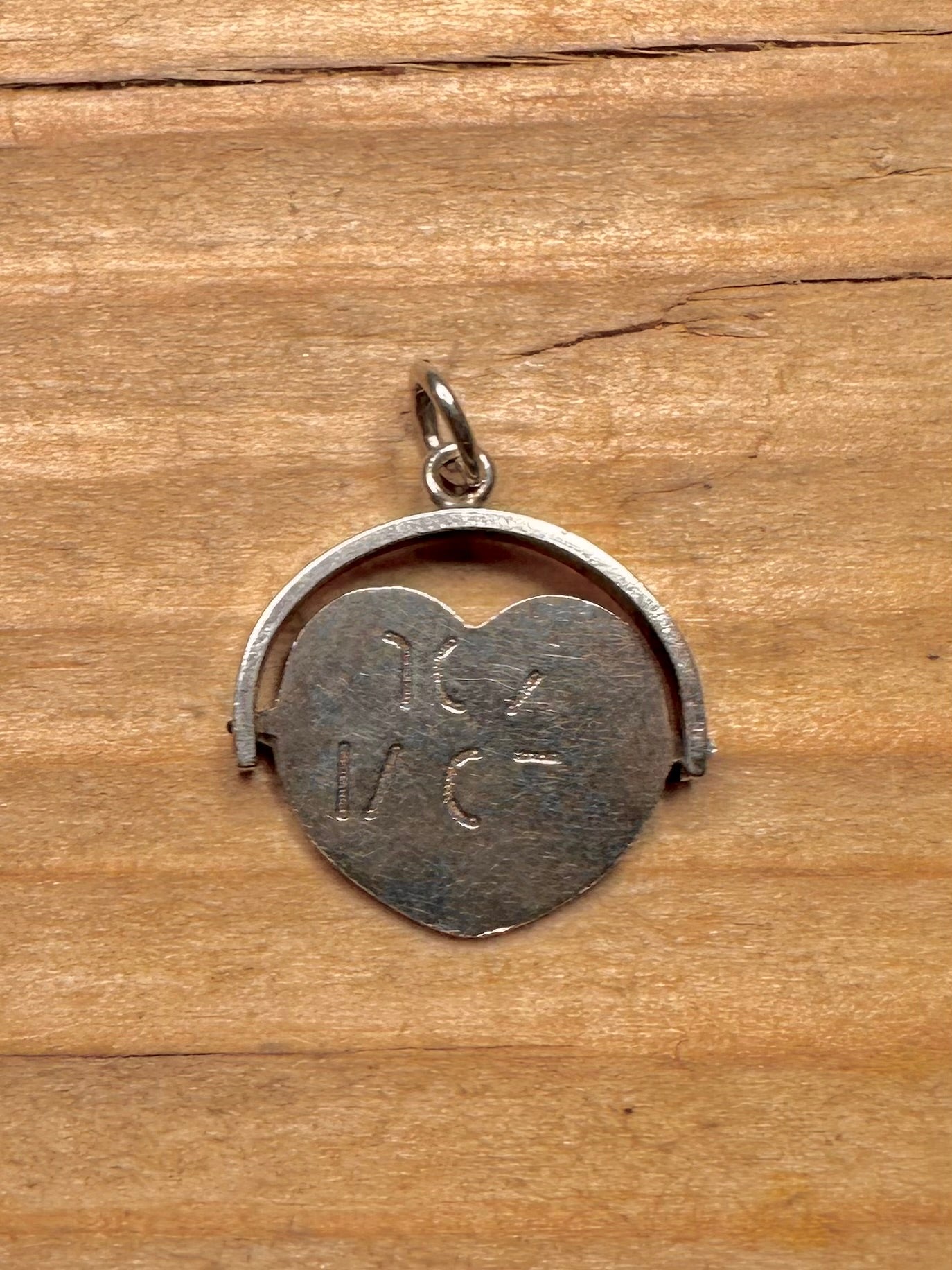 Vintage Herz "Ich liebe dich" Drehanhänger aus 925er Sterlingsilber