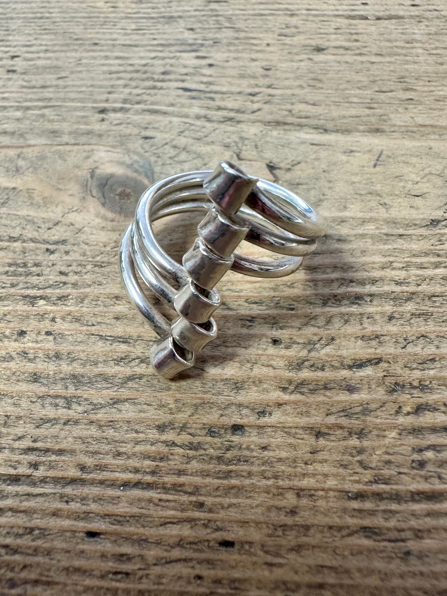 Abstract Layer Overlapping 925 Silver Size P Ring