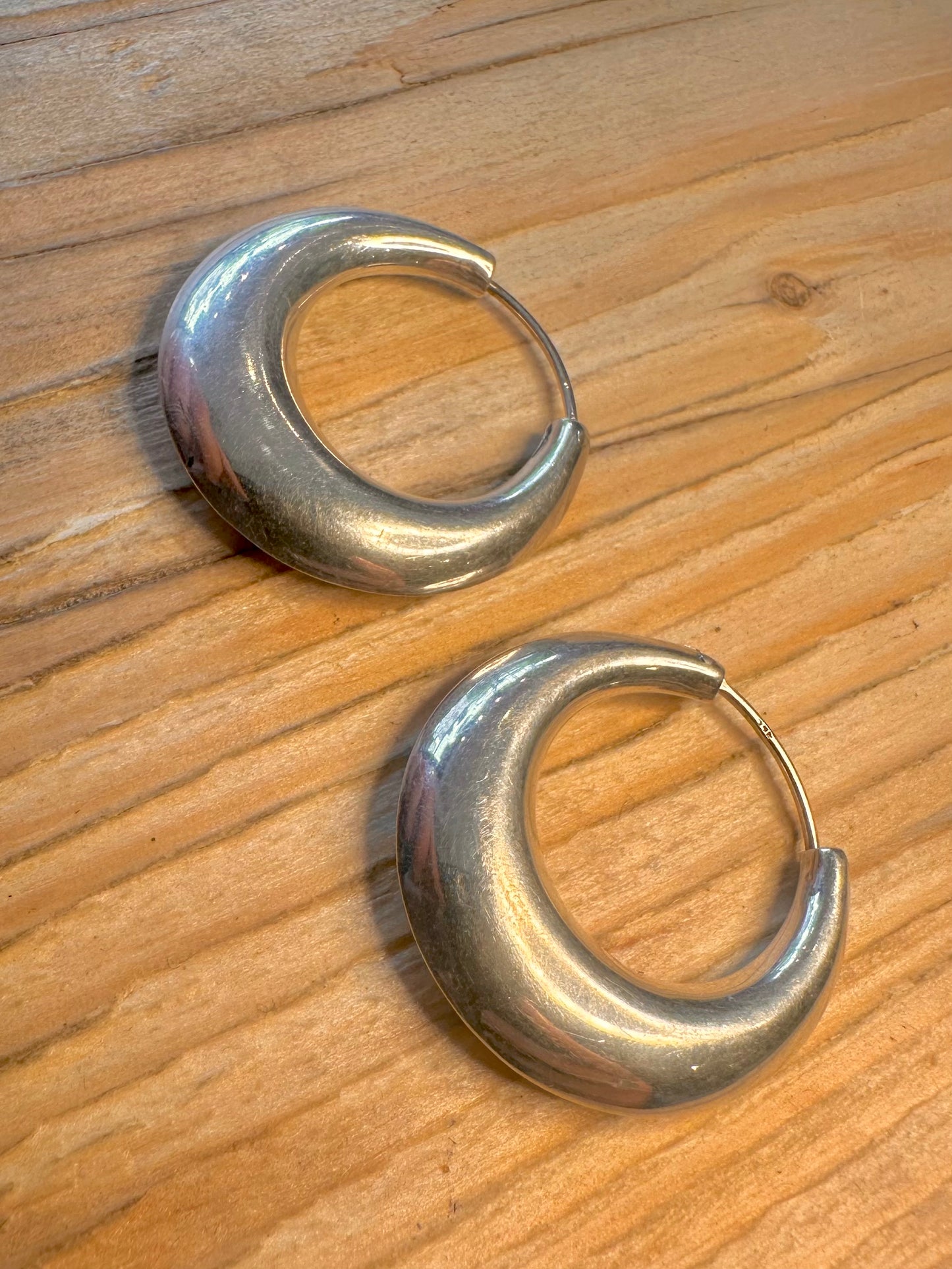 Vintage Chunky Hoops 925 Sterling Silver Earrings