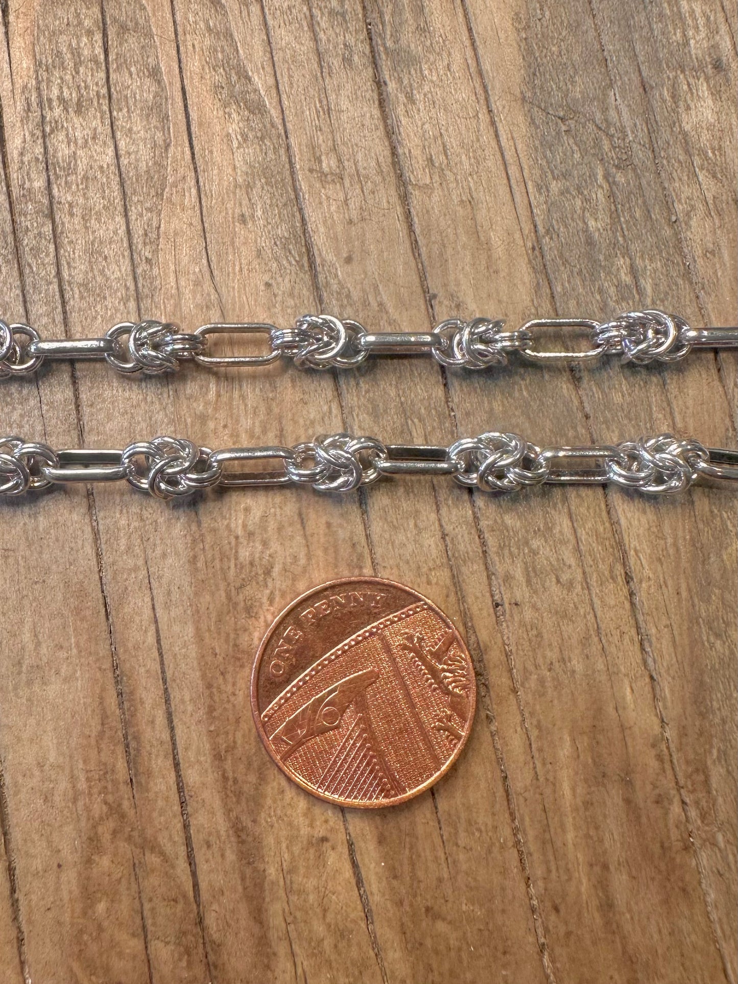 Byzantine and Bar Links 925 Sterling Silver 18 inch Necklace