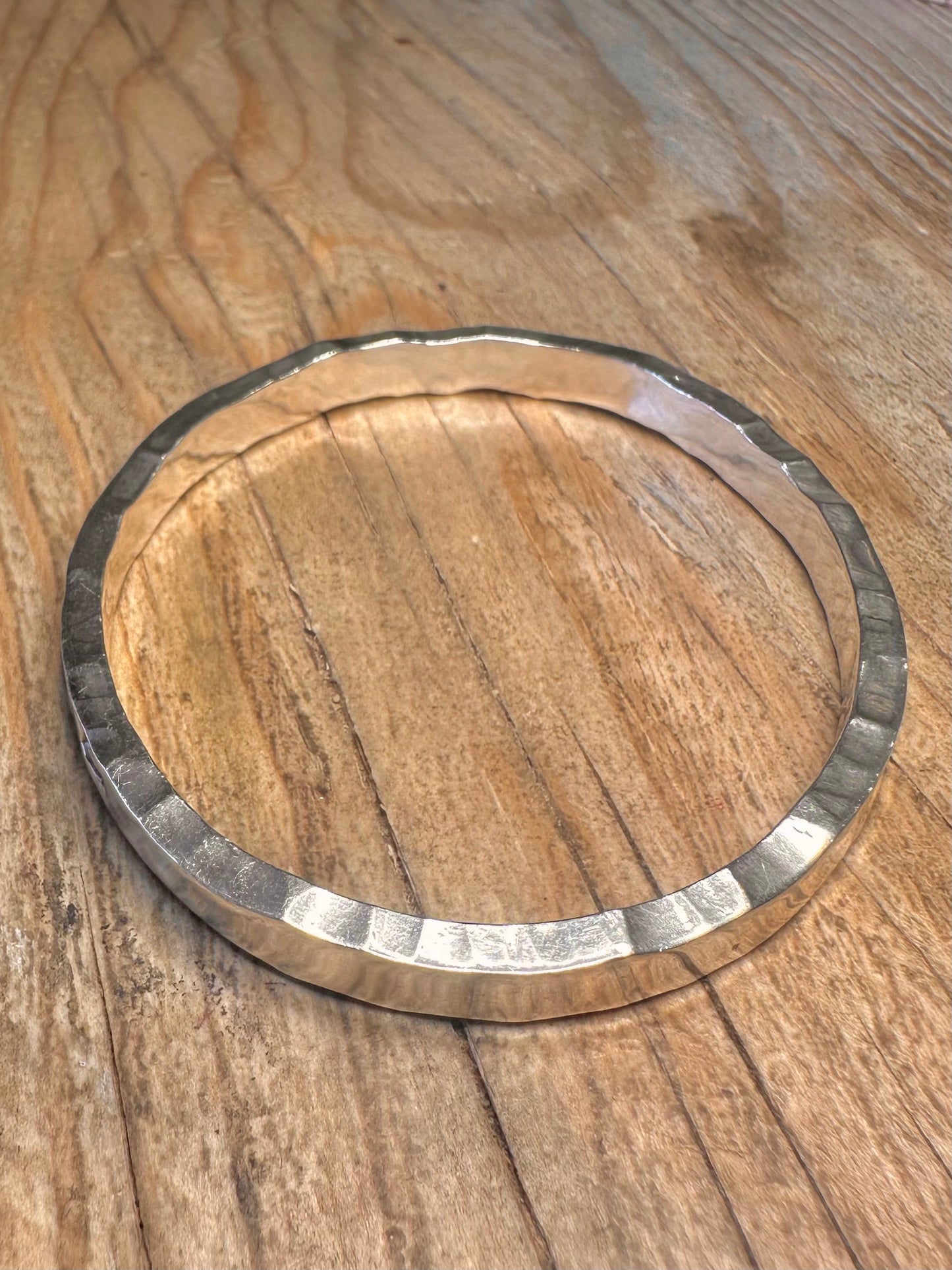 Abstract 2000 Hammered 925 Sterling Silver Hallmarked Bangle