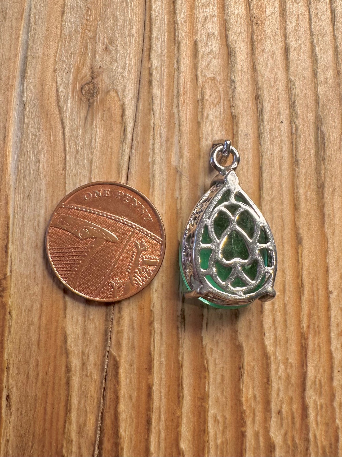 Vintage Emeraldine Quarts 925 Sterling Silver Pendant