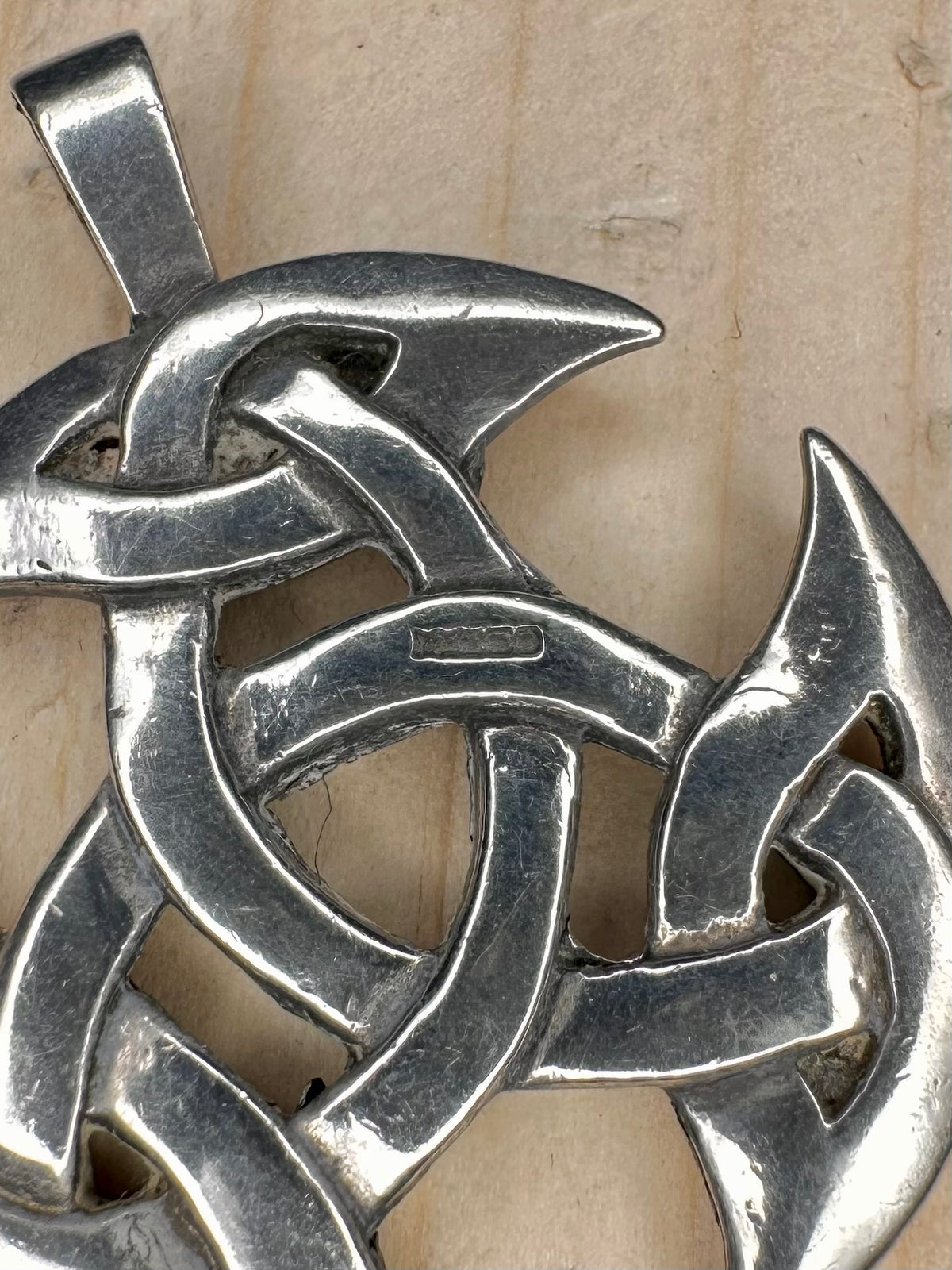 Large 1982 Celtic Triad Solid 925 Sterling Silver Pendant