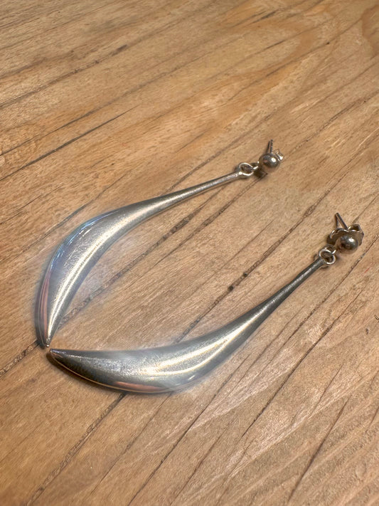 Abstract Long Dangle 925 Sterling Silver Earrings