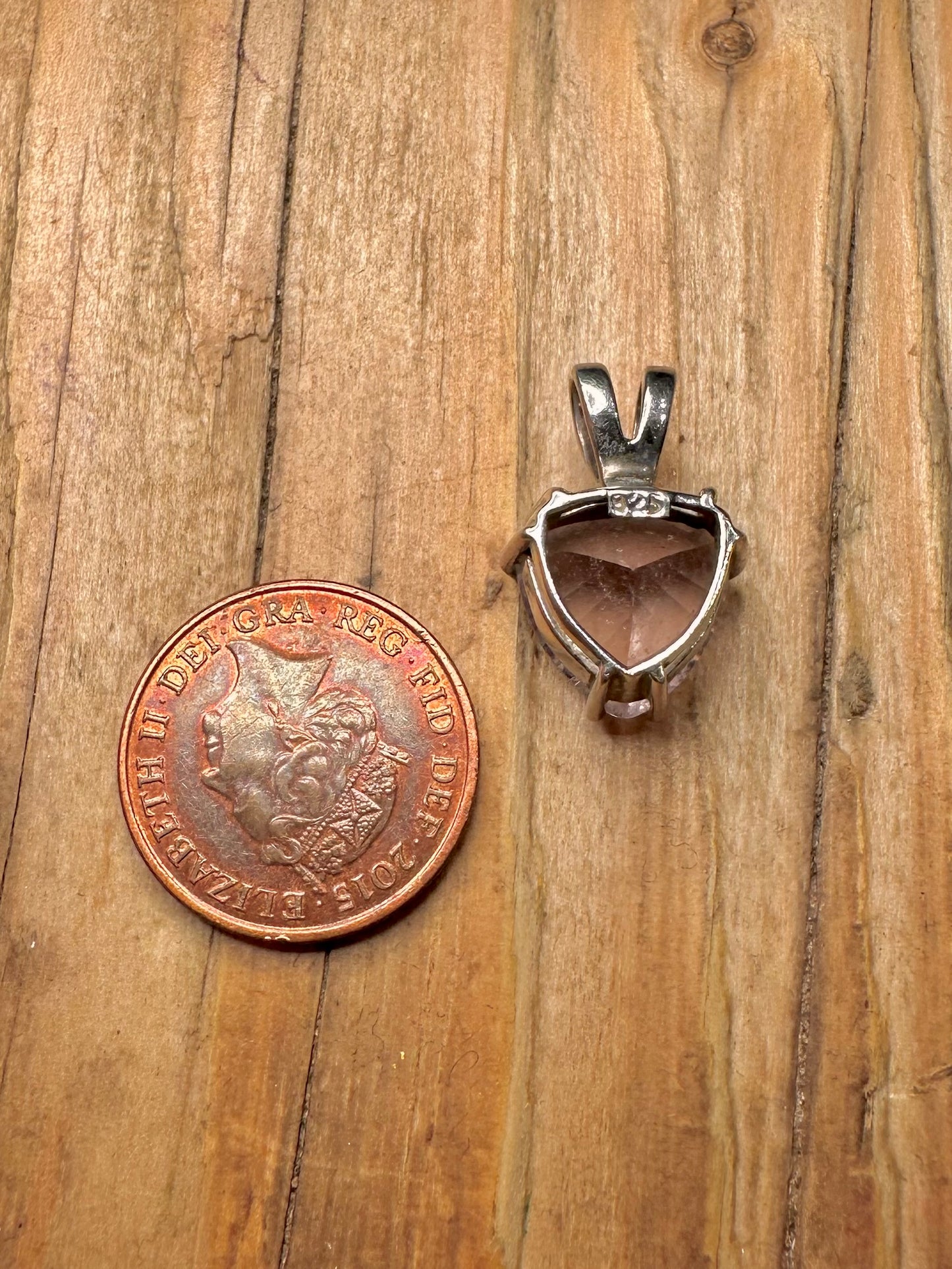 Vintage Amethyst Dreieck 925 Sterling Silber Anhänger