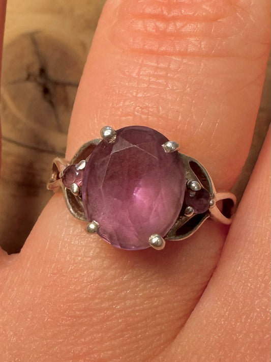 Vintage Amethyst 925 Silver Size P Ring
