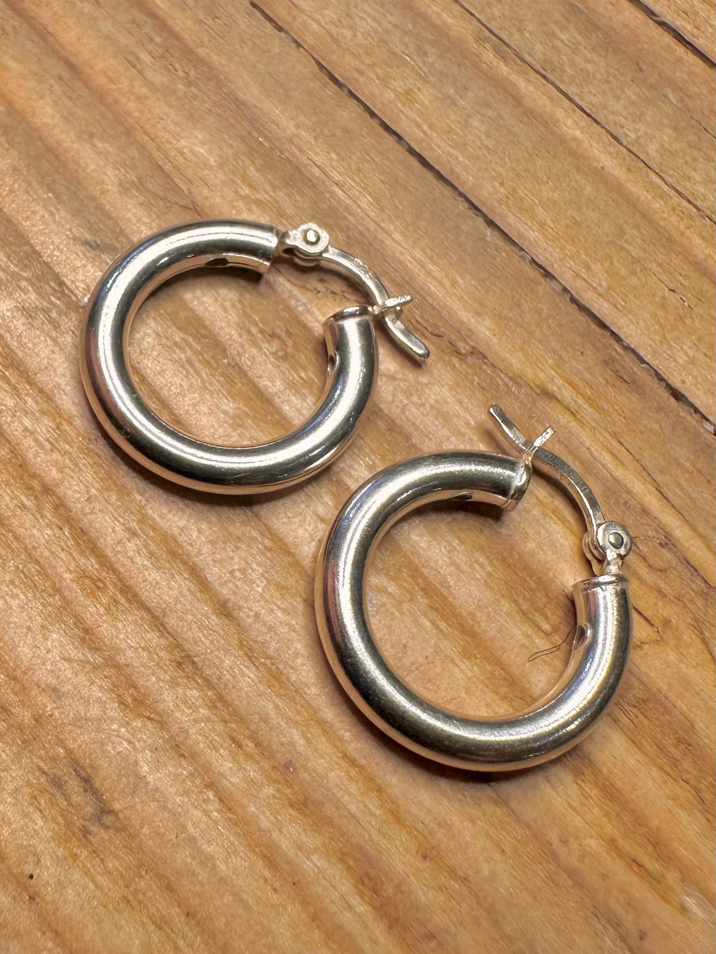 Vintage Chunky Hoops 925 Sterling Silver Earrings