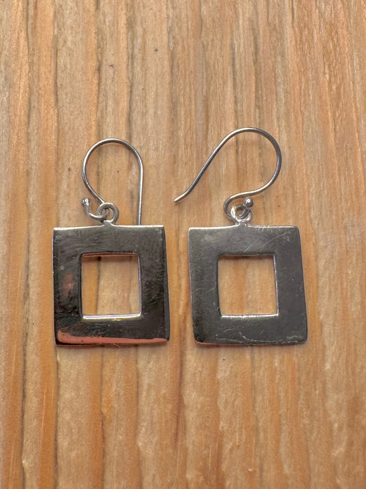 Modern Square 925 Sterling Silver Earrings