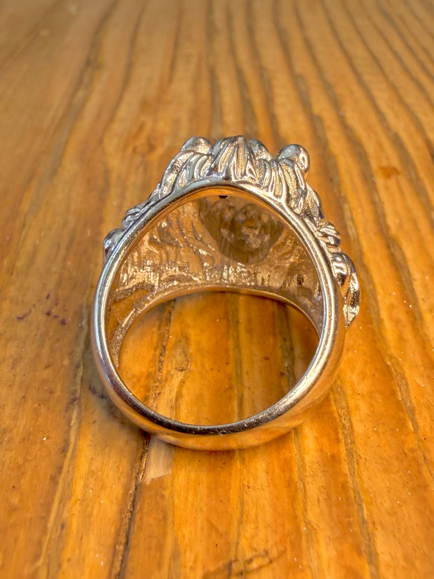 Lion Head Black Stone Eyes 925 Sterling Silver Size O1/2 Ring