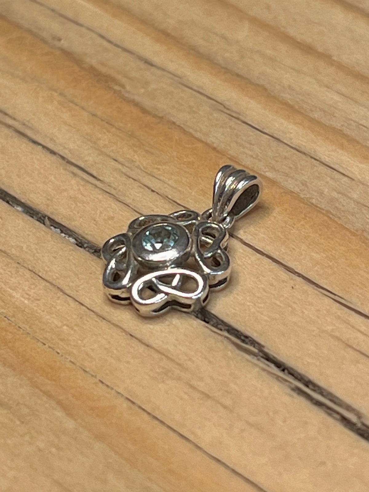 Small Ornate Blue Topaz 925 Sterling Silver Pendant