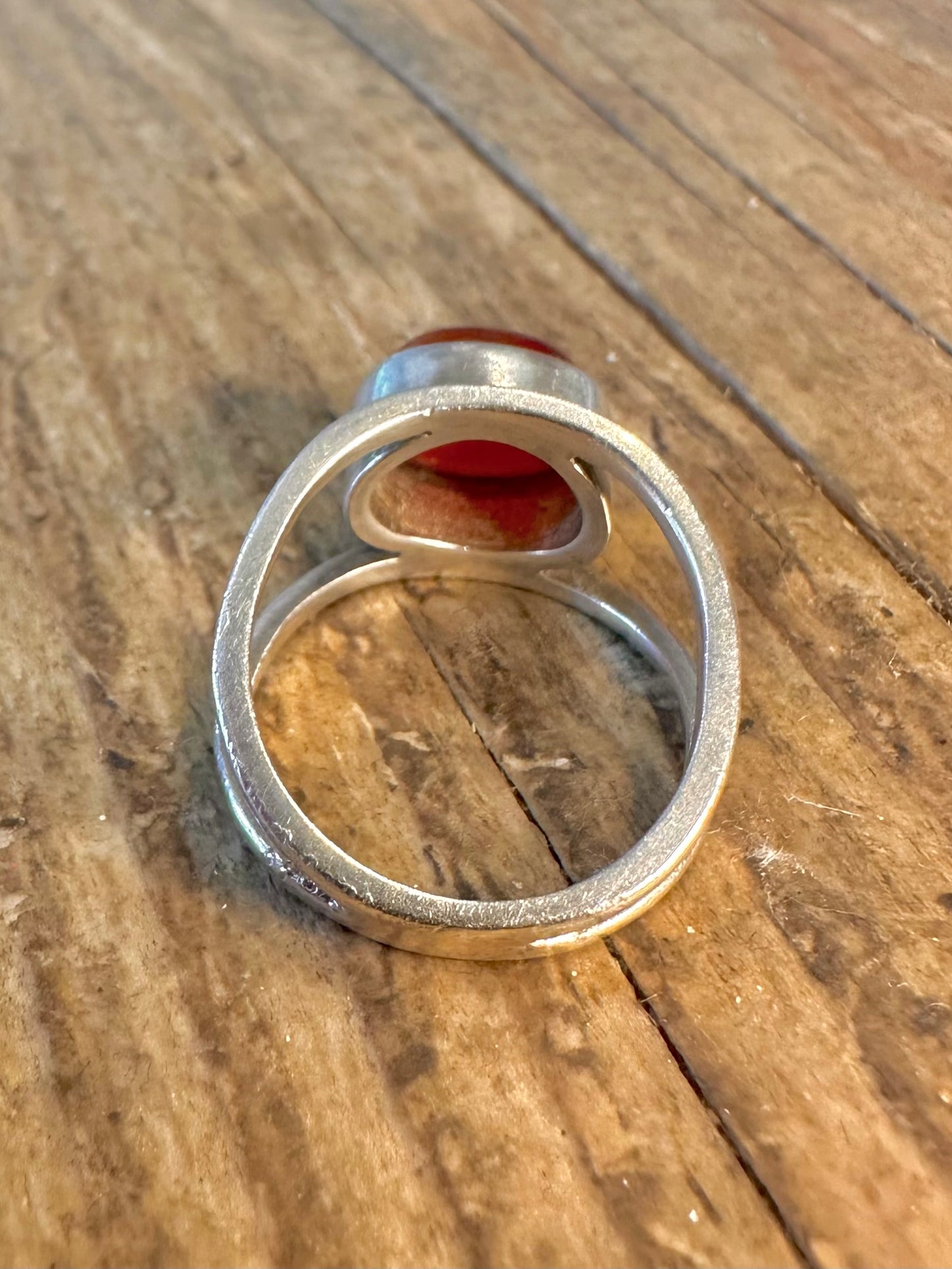 Karneol-Ring mit geteilter Ringschiene aus 925er Sterlingsilber, Größe K