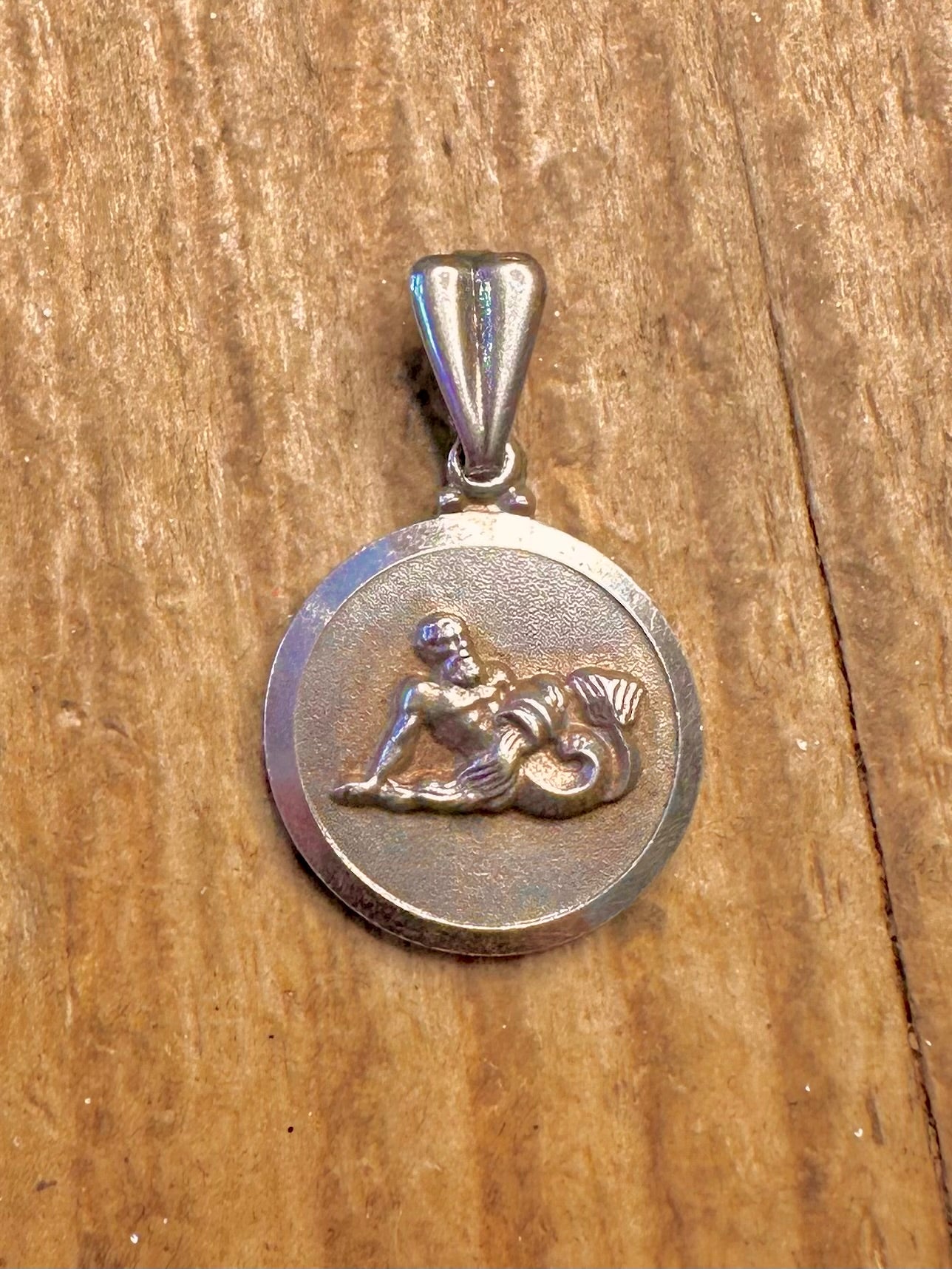 Tierkreis Wassermann 1969 Kreis 925 Sterling Silber Anhänger