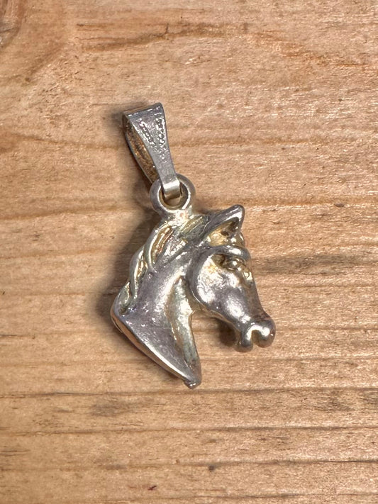 Vintage Horse Head 925 Silver Pendant