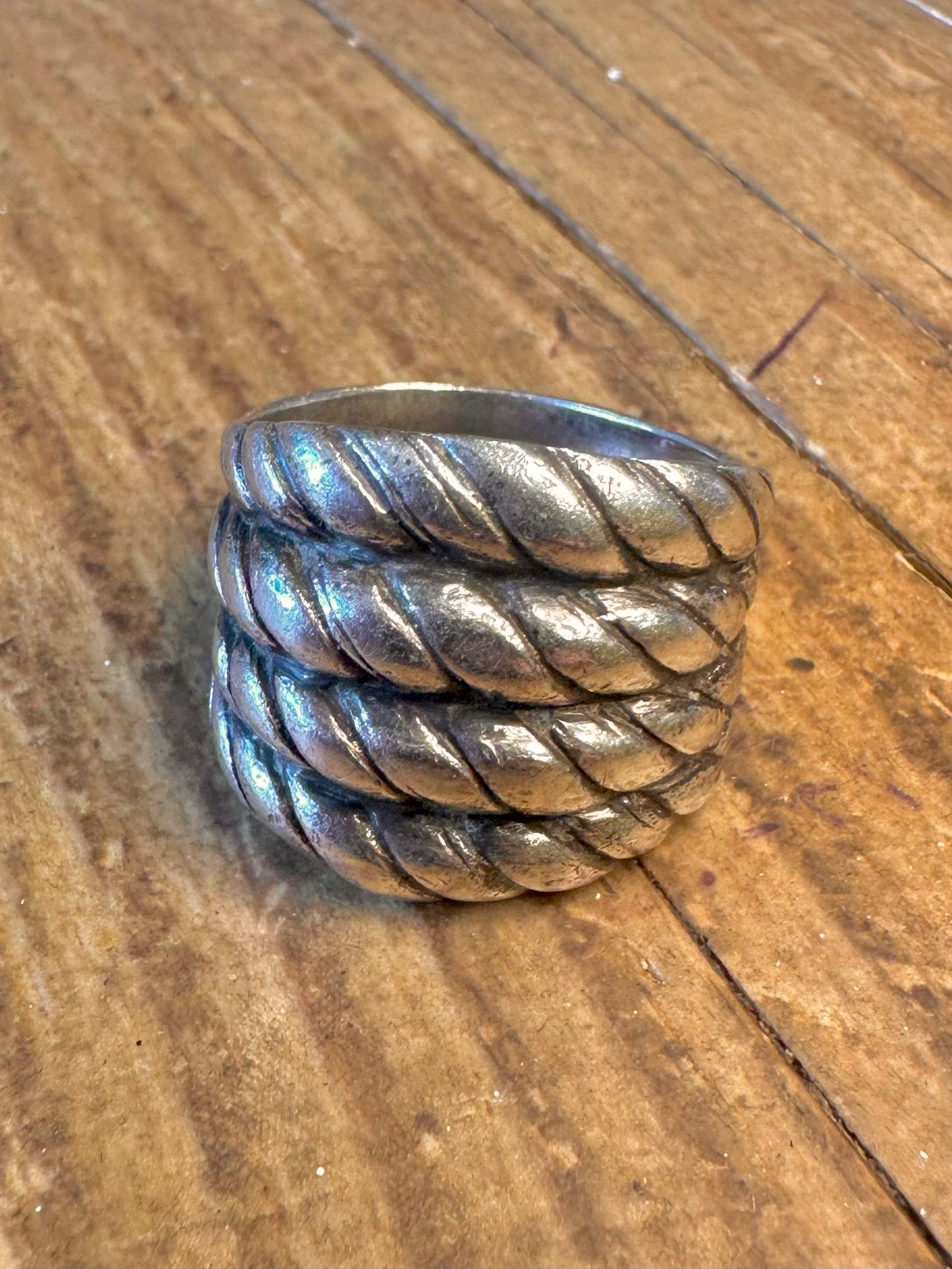 Dome 1991 Rope Design 925 Sterling Silver Size S Ring