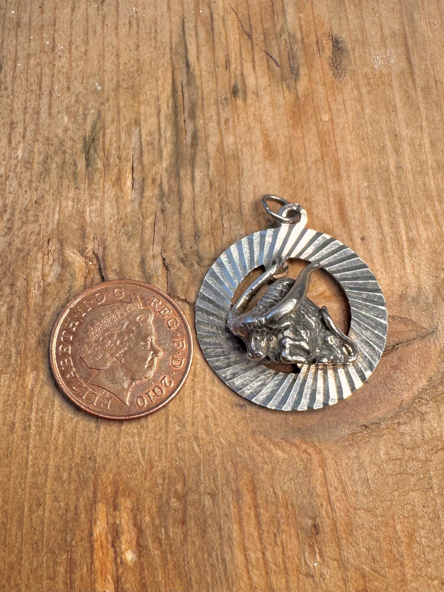 Textured Detailed Taurus Bull 925 Sterling Pendant