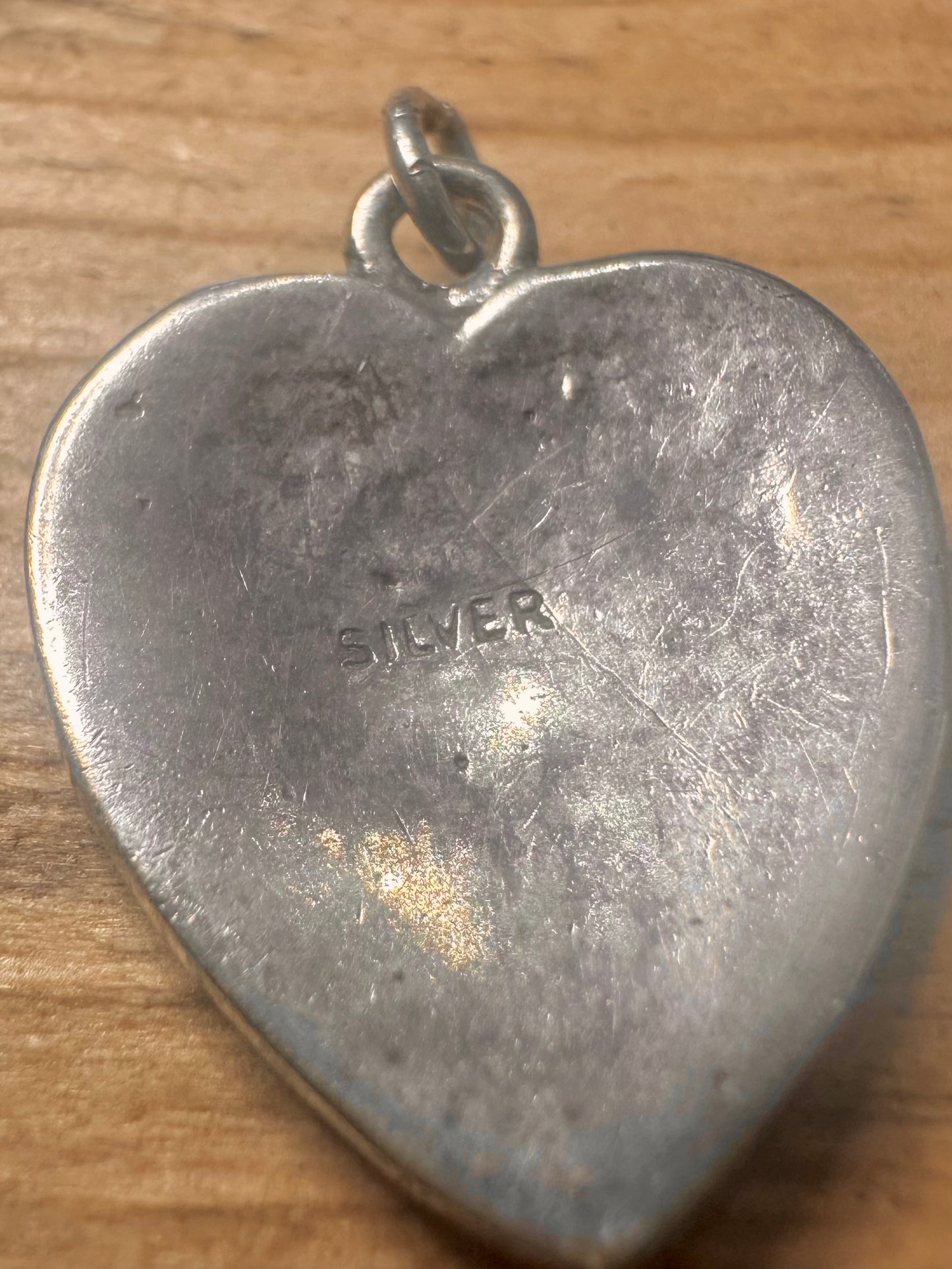 Victorian Turquoise and White Stone Heart 925 Silver Pendant