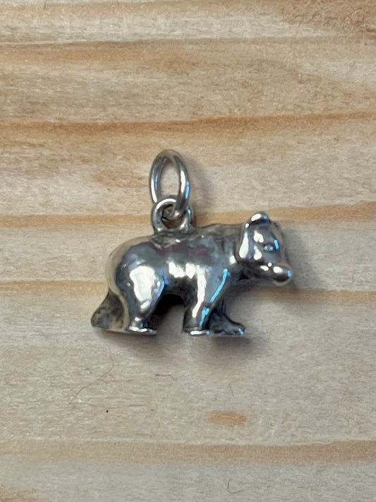 Small Bear Solid 925 Sterling Silver Pendant