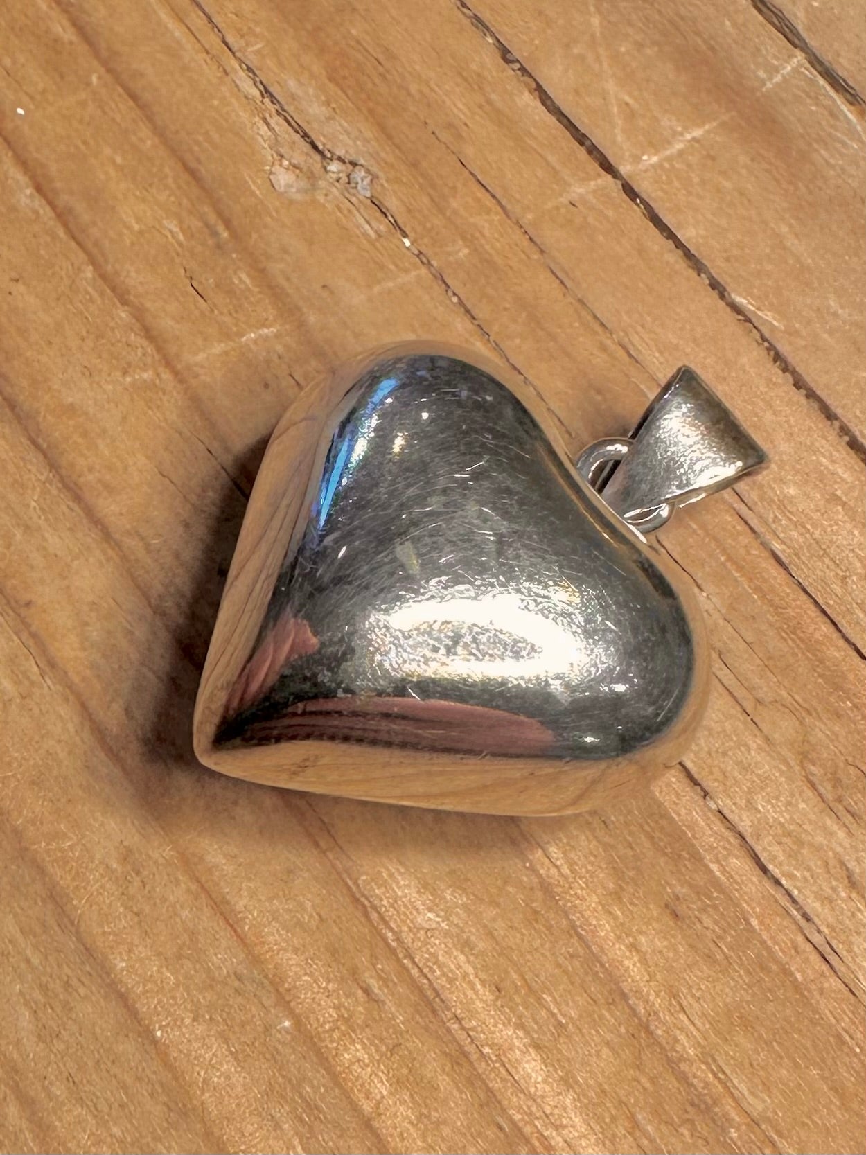 Vintage Heart Chunky Chime 925 Sterling Silver Pendant