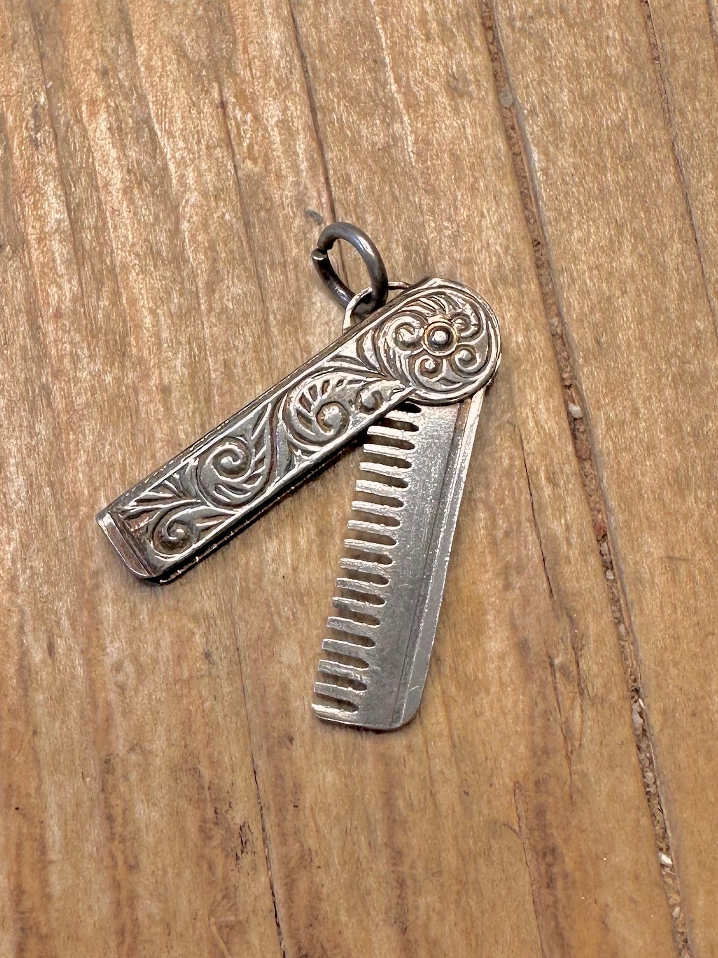 Vintage Gelenkklappkamm 925 Sterling Silber Anhänger