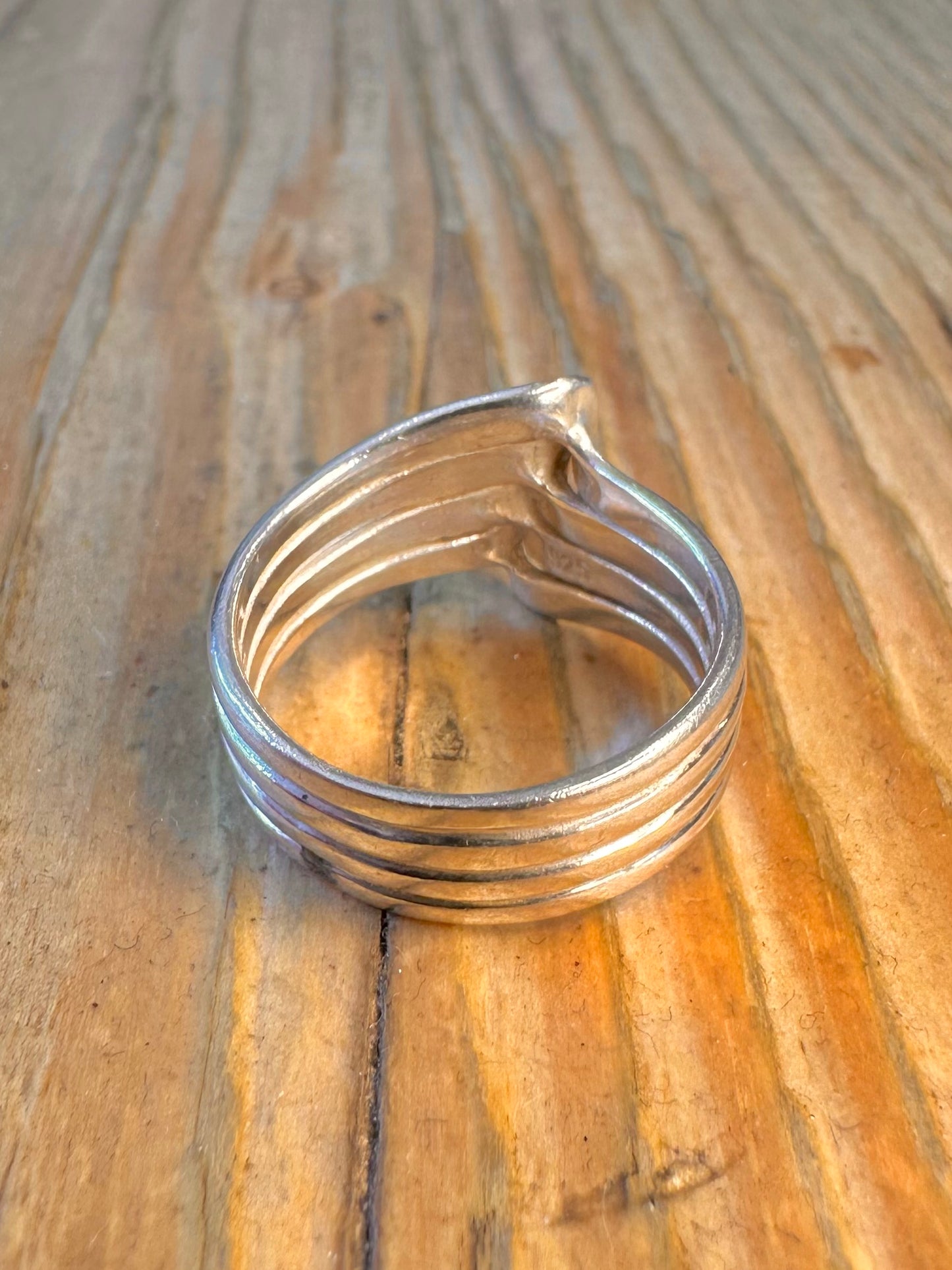 Abstract Layered Twist 925 Sterling Silver Size N Ring