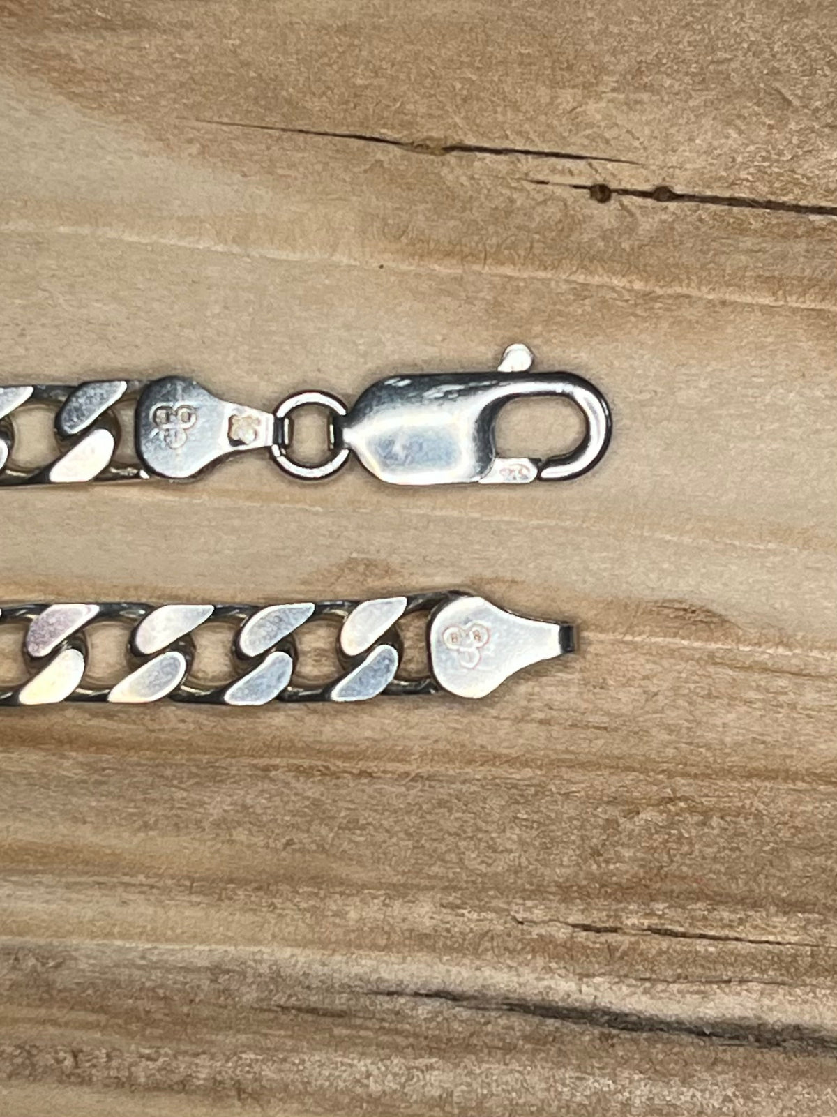 Unique Flat Curb Link Chain 925 ITALY Sterling Silver 8.5 inch Bracelet