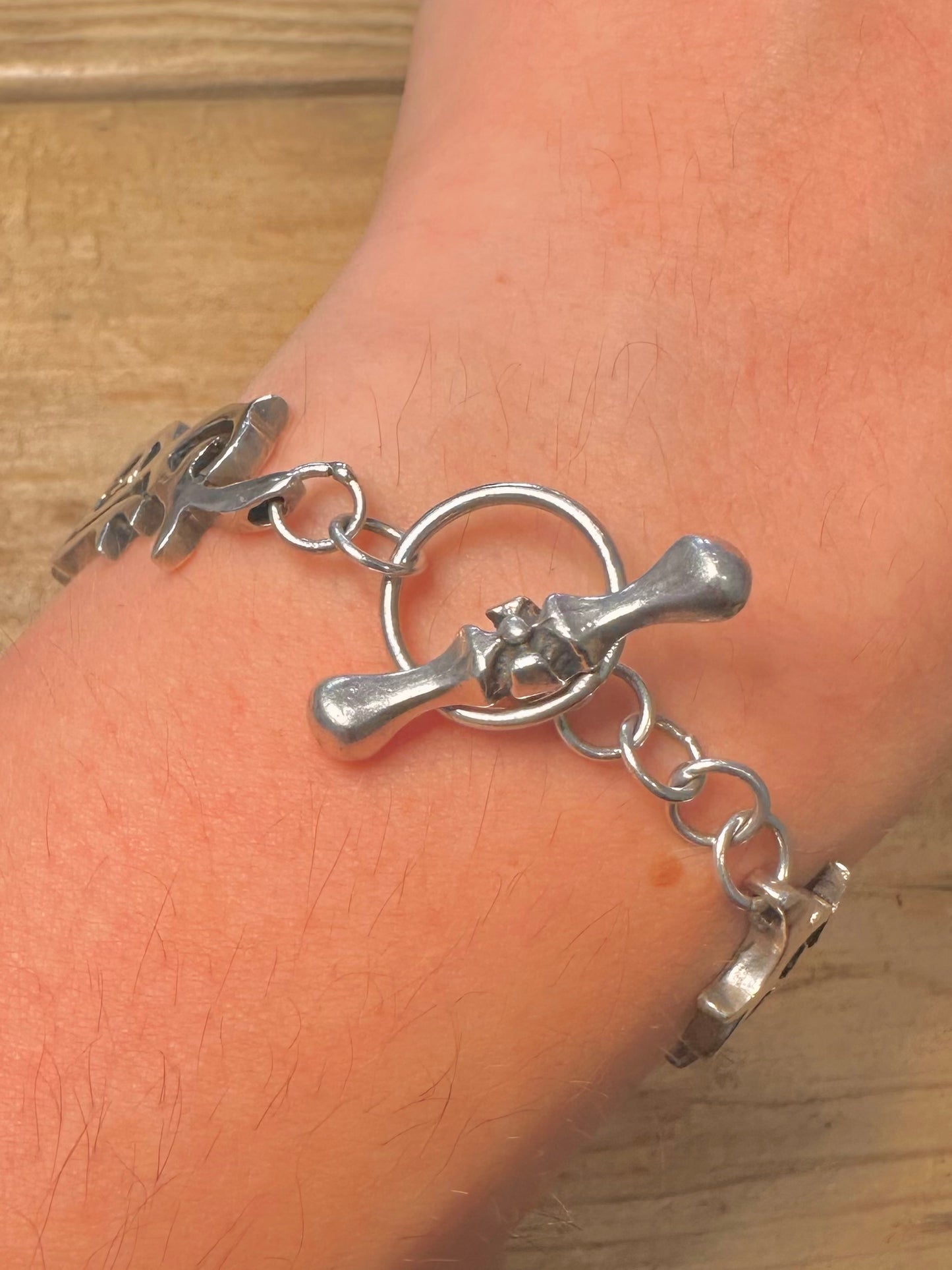 Vintage Tribal Link T Bar Clasp 925 Silver 8.2 inch Bracelet
