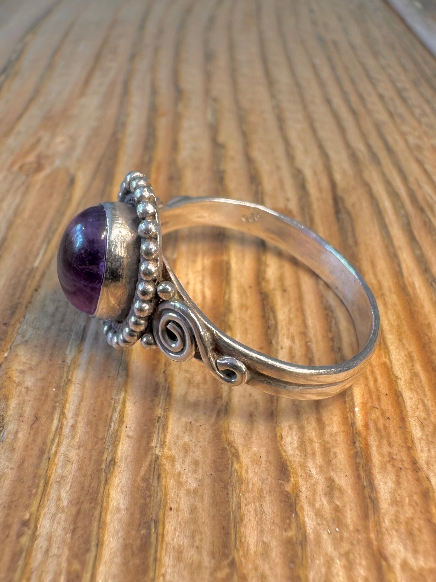 Amethyst Swirl 925 Sterling Silver Size Y Ring