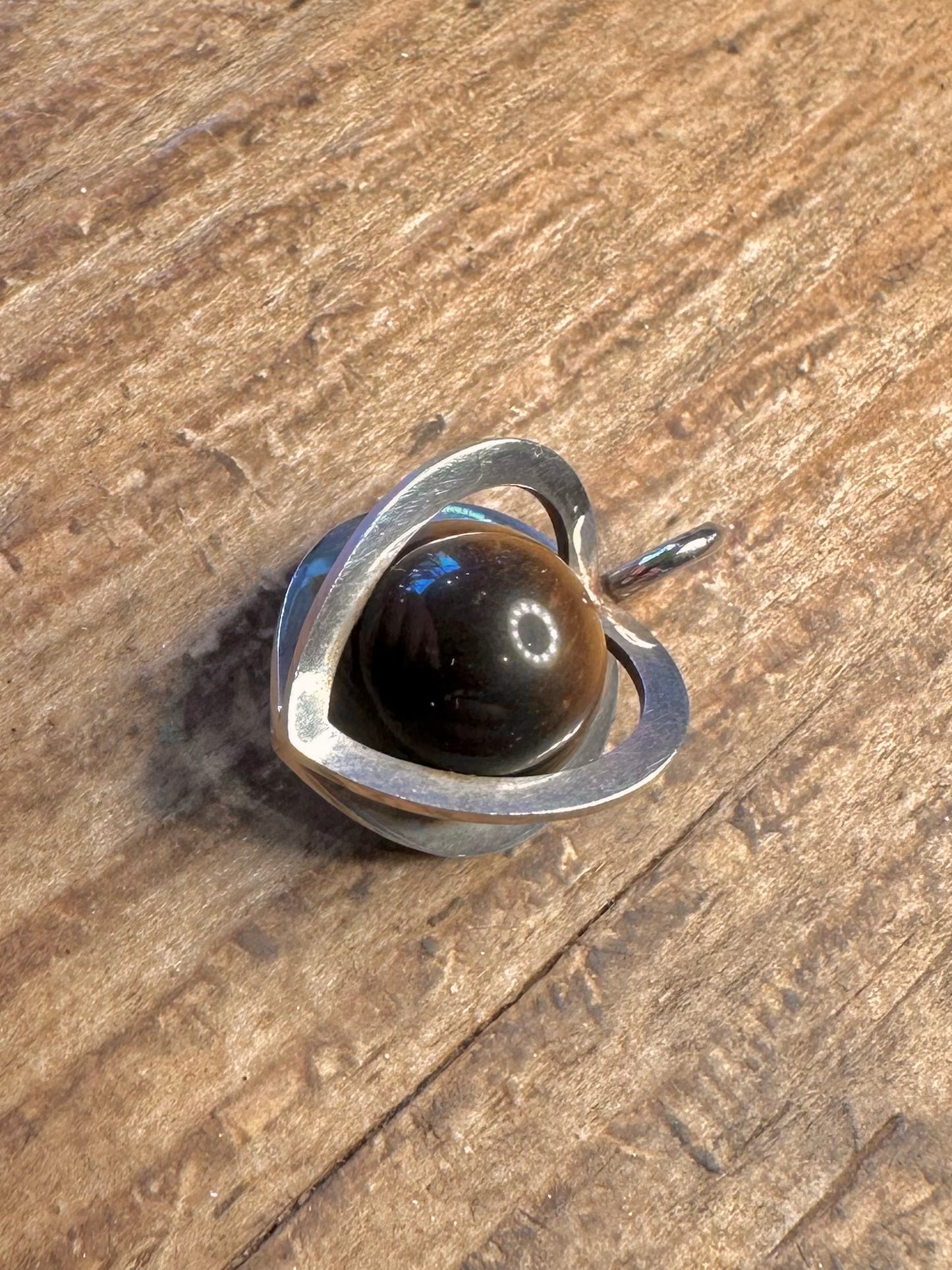 Finnische Kupittaan Kulta Modernist Tigerauge 925 Sterling Silber Anhänger