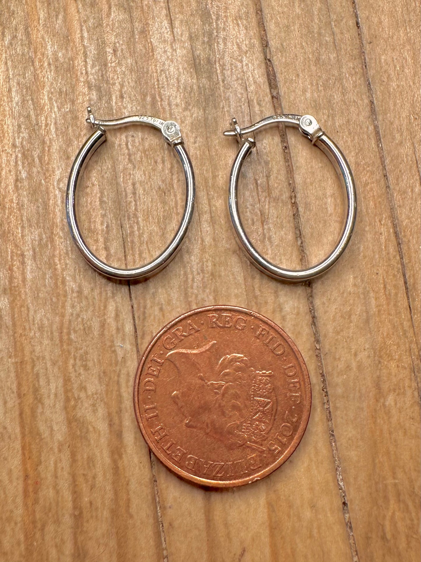 Vintage Oval Hoops 925 Sterling Silver Earrings