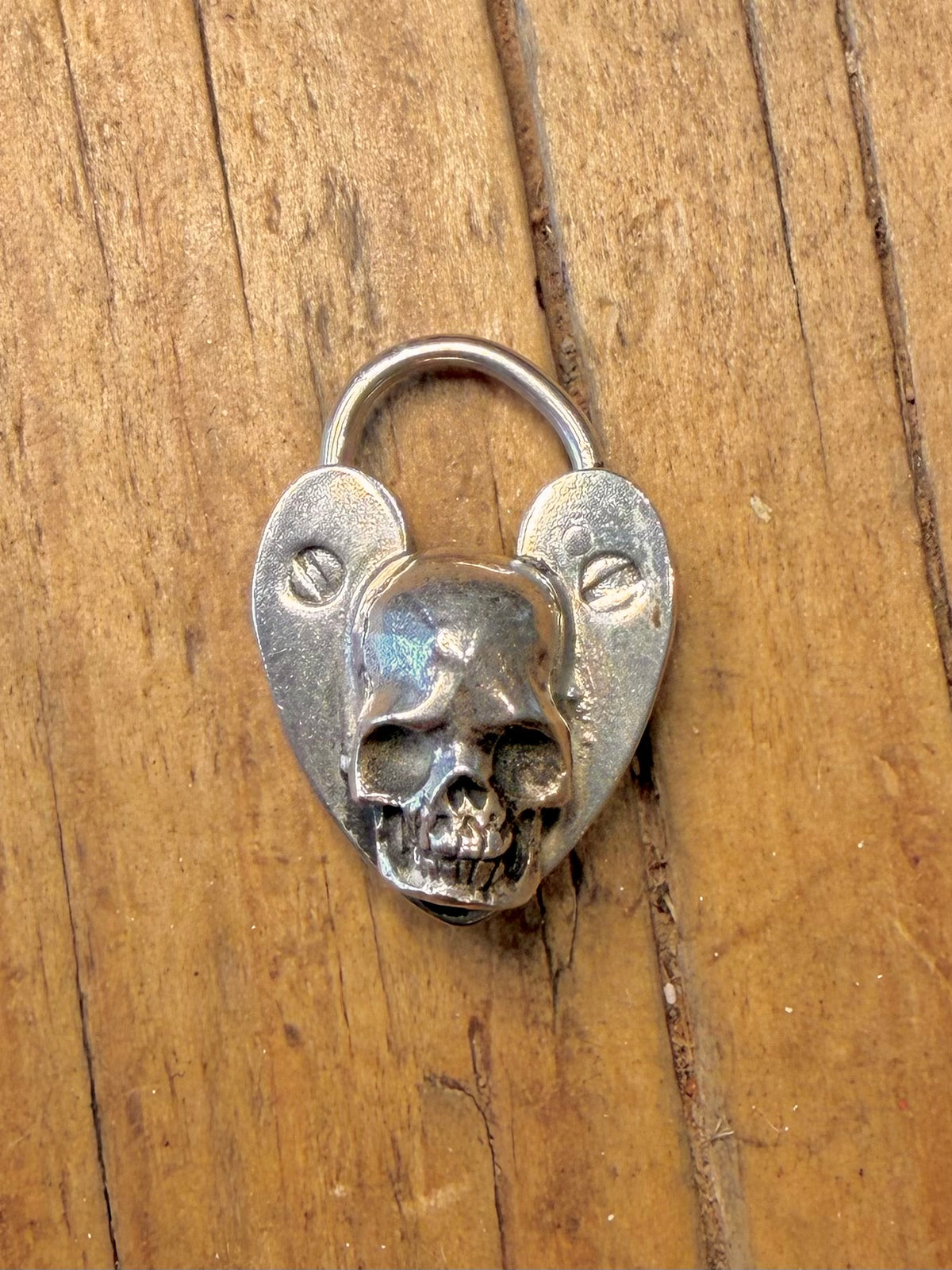 Gypsy Silver 2022 Skull Heart Padlook London 925 Sterling Silver Pendant