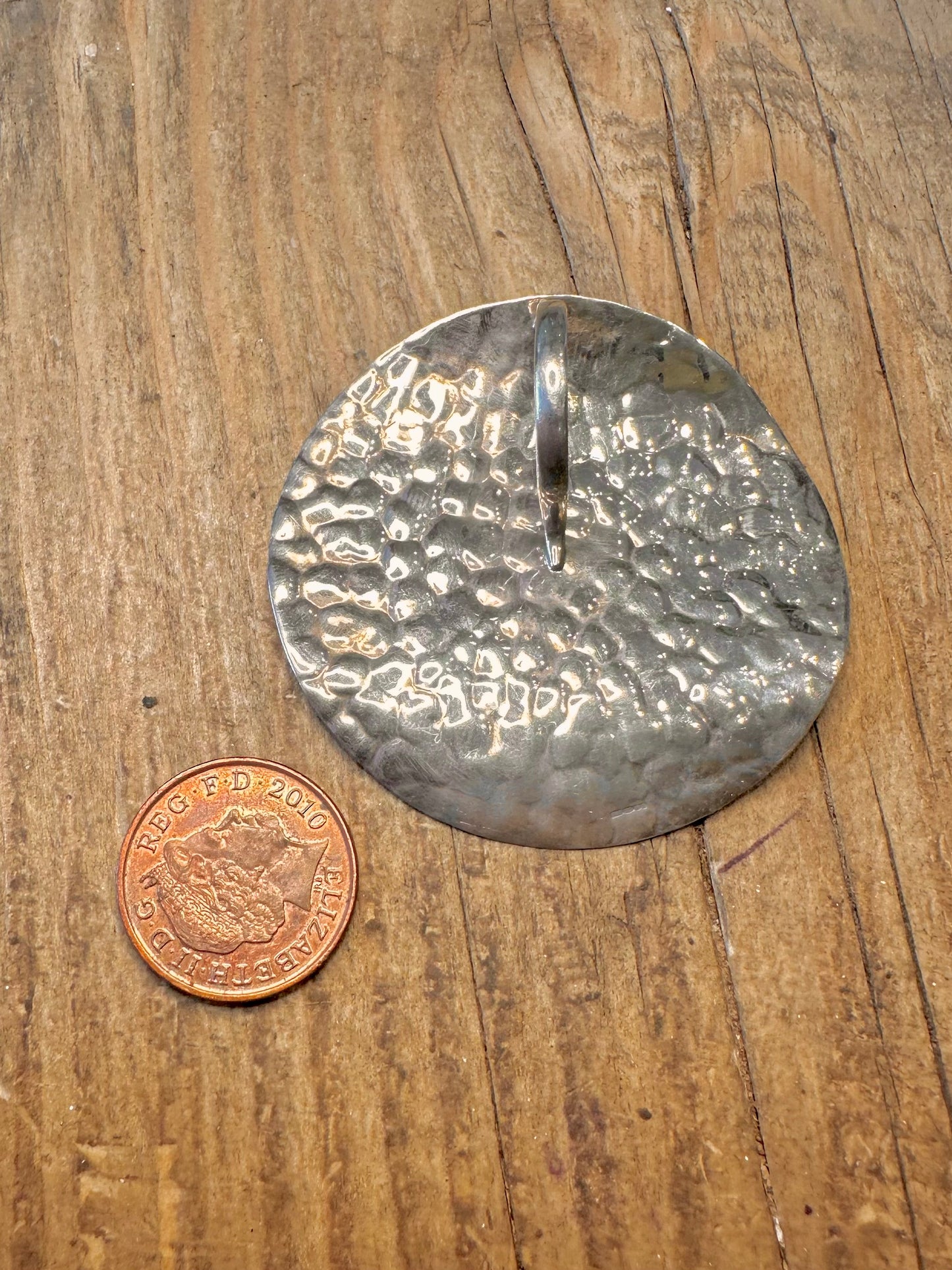 Hammered Circle Wavy 925 Sterling Silver Pendant