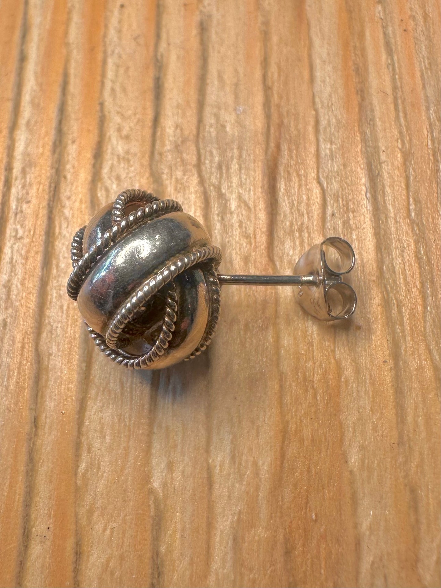 Vintage Knot Ball 925 Silver Stud Earrings