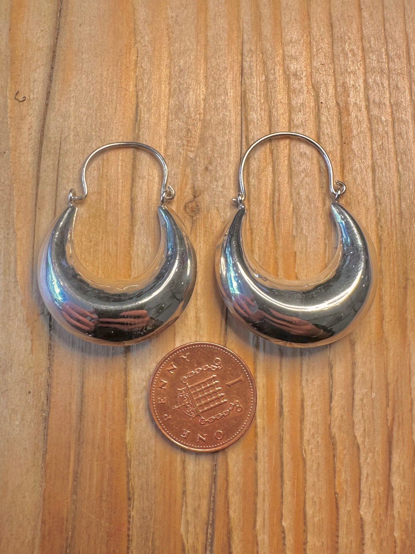 Vintage Chunky Hoops 925 Sterling Silver Earrings