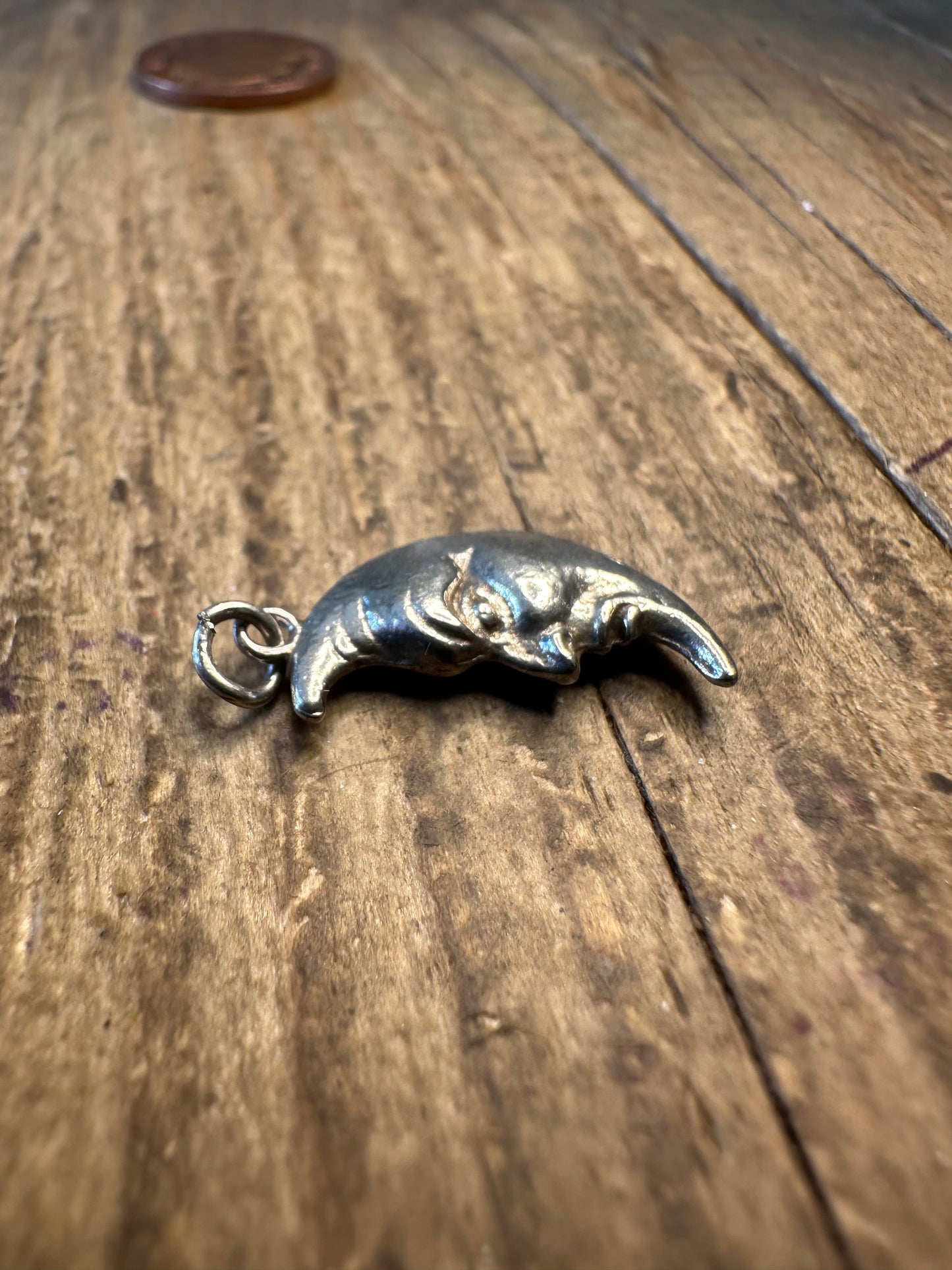 Moon Face Happy and Sad 925 Sterling Silver Charm Pendant
