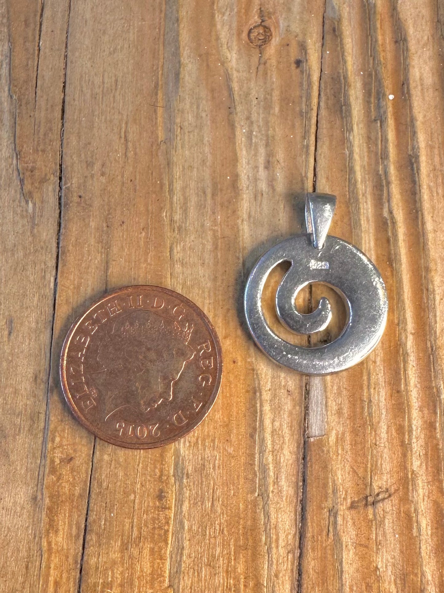 Iridescent Abalone Swirl 925 Sterling Silver Pendant